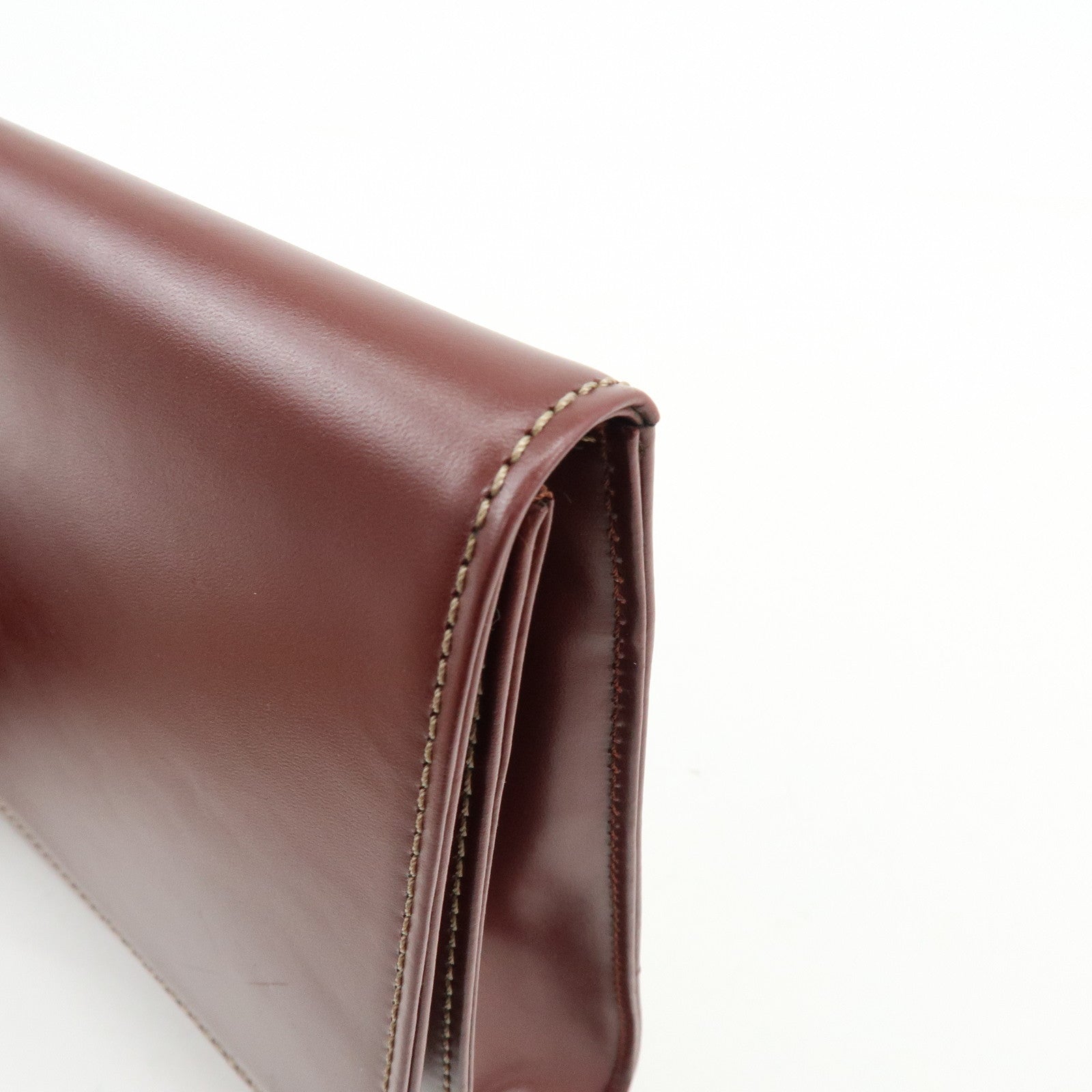 Cartier Must de Cartier Leather Clutch Bag Flat Pouch Bordeaux