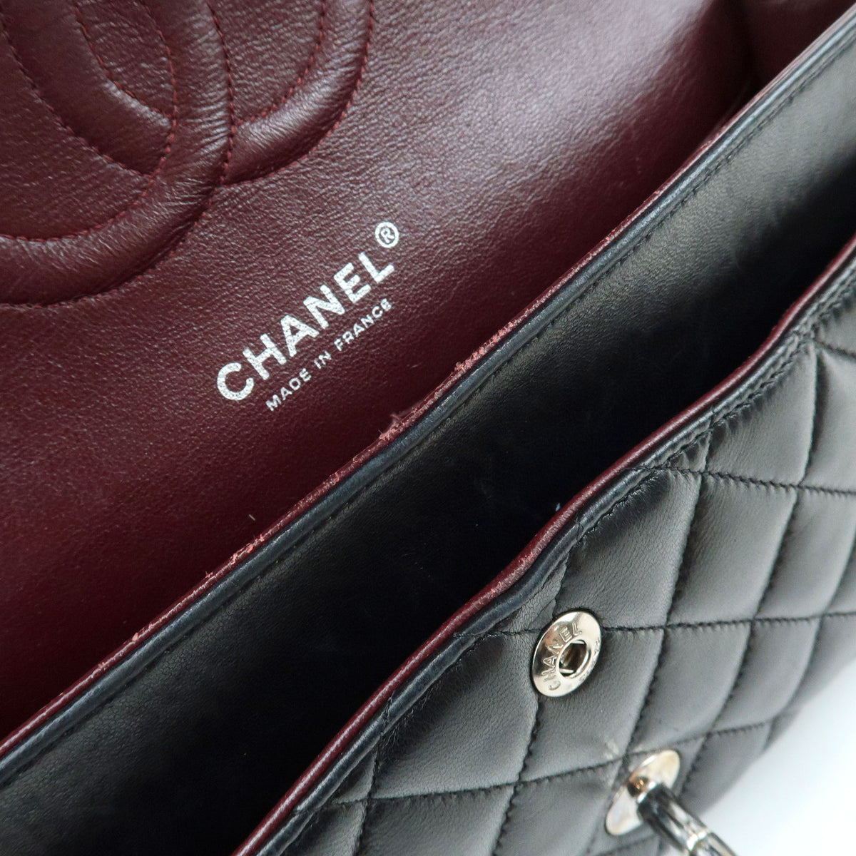 CHANEL Matelasse 25 Double Flap Lamb Skin Chain Shoulder Bag A01112