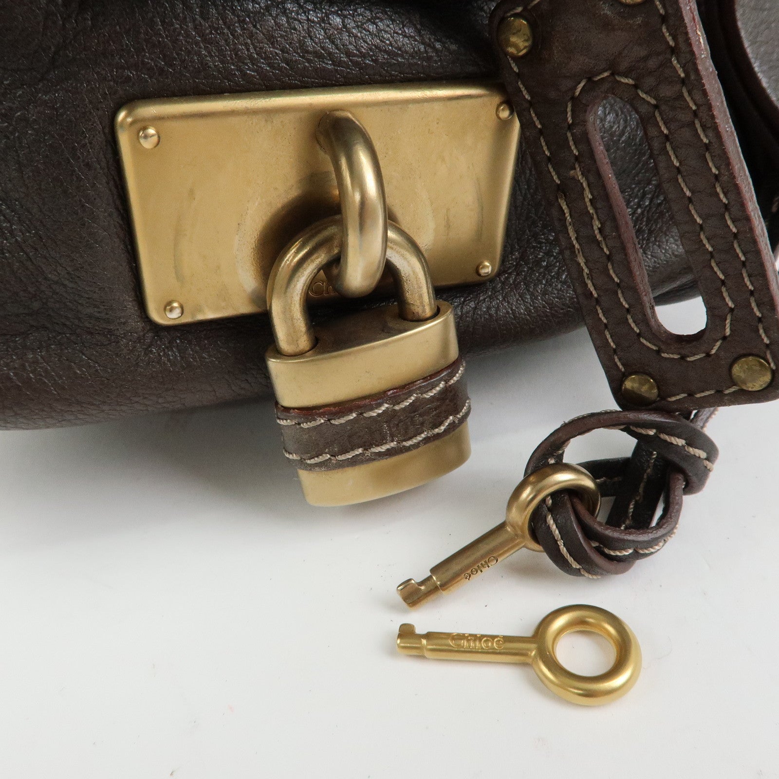 Chloe Paddington Leather Mini Hand Bag Shoulder Bag Brown