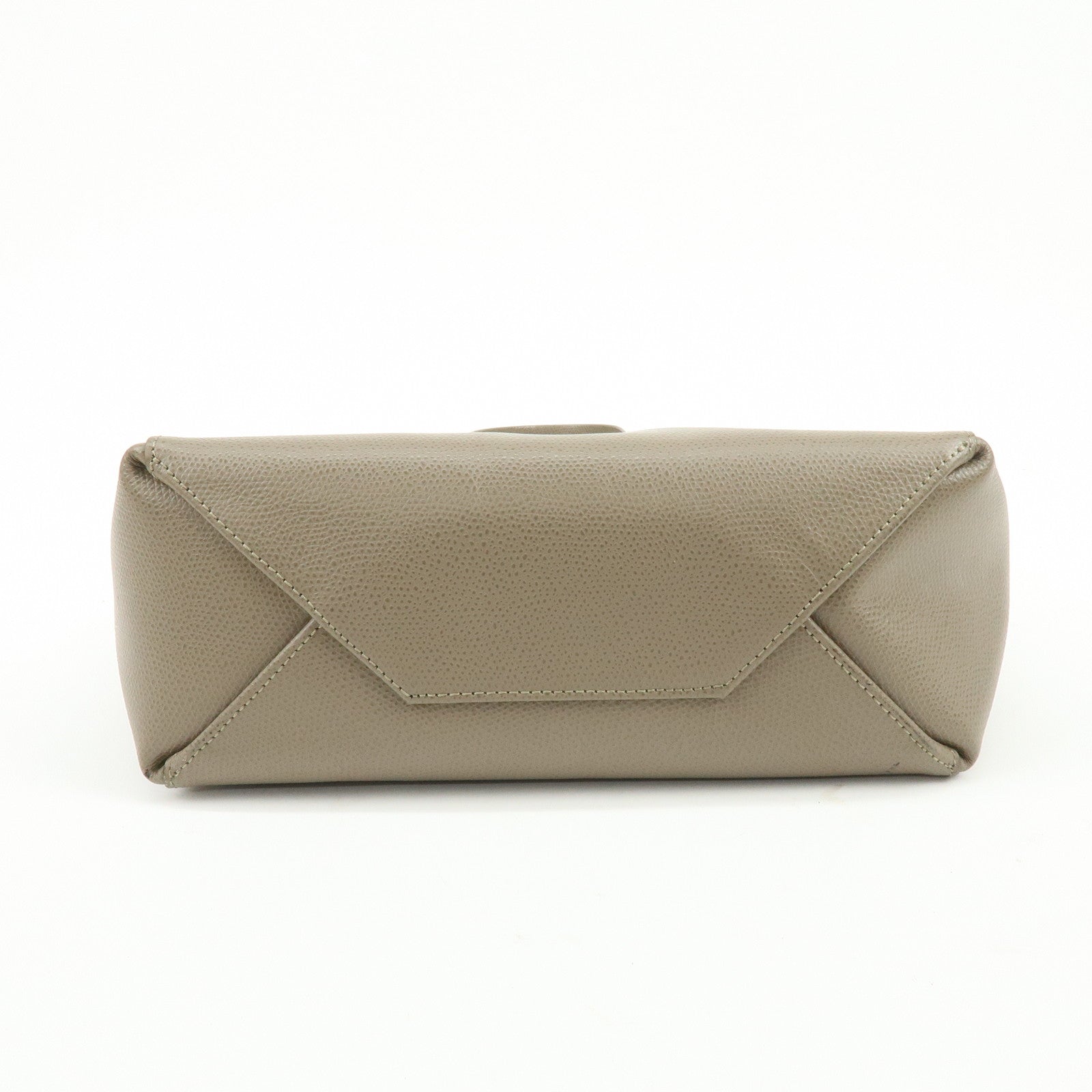 CELINE Vertical Cabas Leather 2Way Hand Bag Shouder Bag Greige