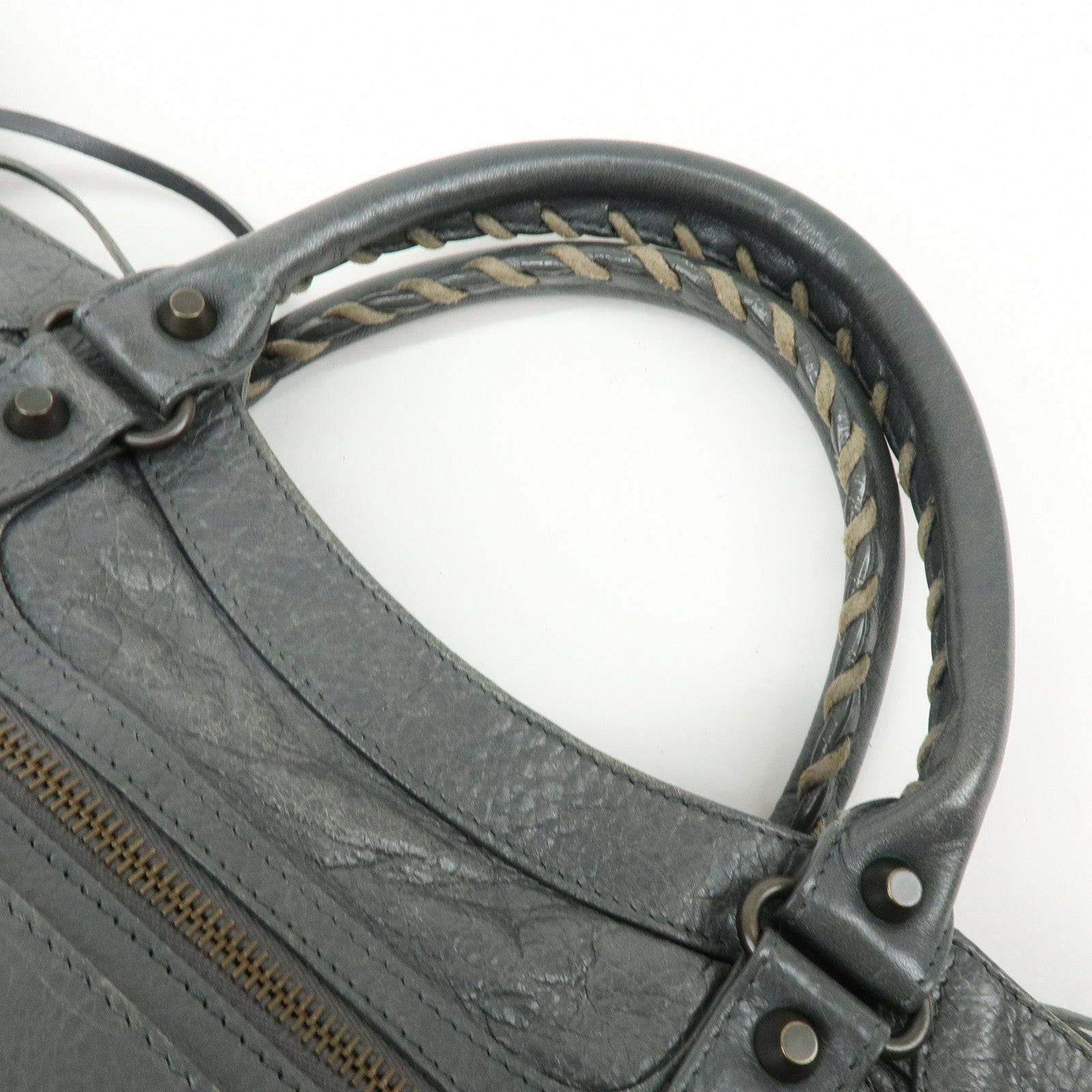 BALENCIAGA Classic Velo Leather Hand Bag Grey 235216