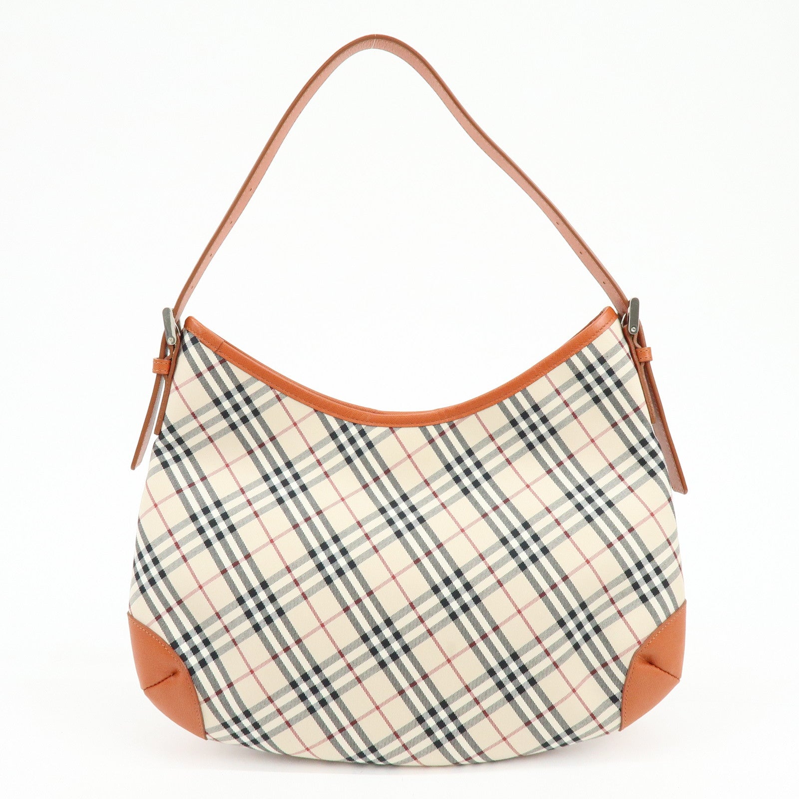 BURBERRY Nova Plaid Canvas Leather Shoulder Bag Beige