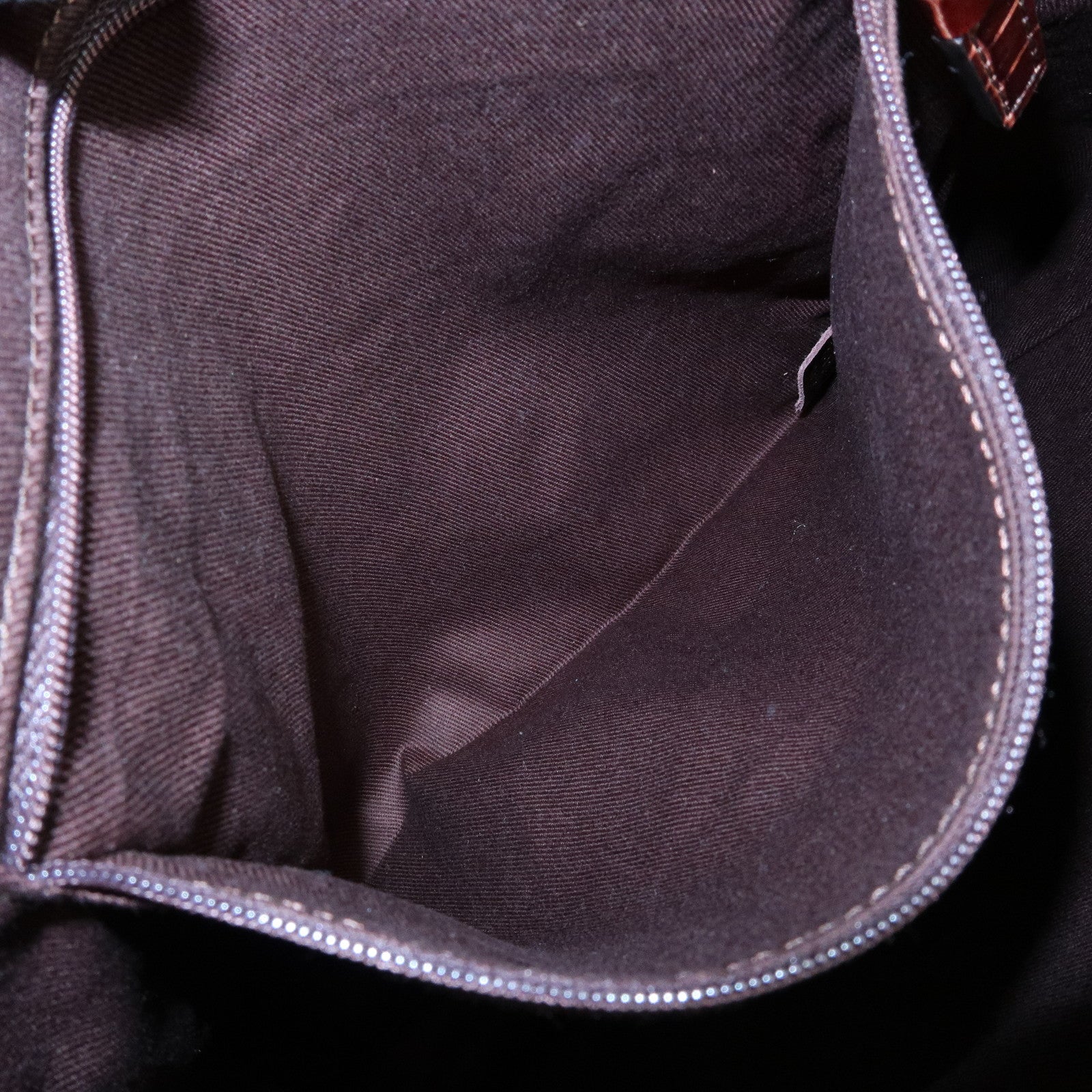 CELINE Macadam Embossed Leather Canvas Tote Bag Hand Bag Brown