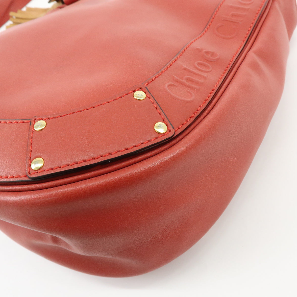 Chloe Eden Leather Shoulder Bag Crossbody Bag Tassel Red