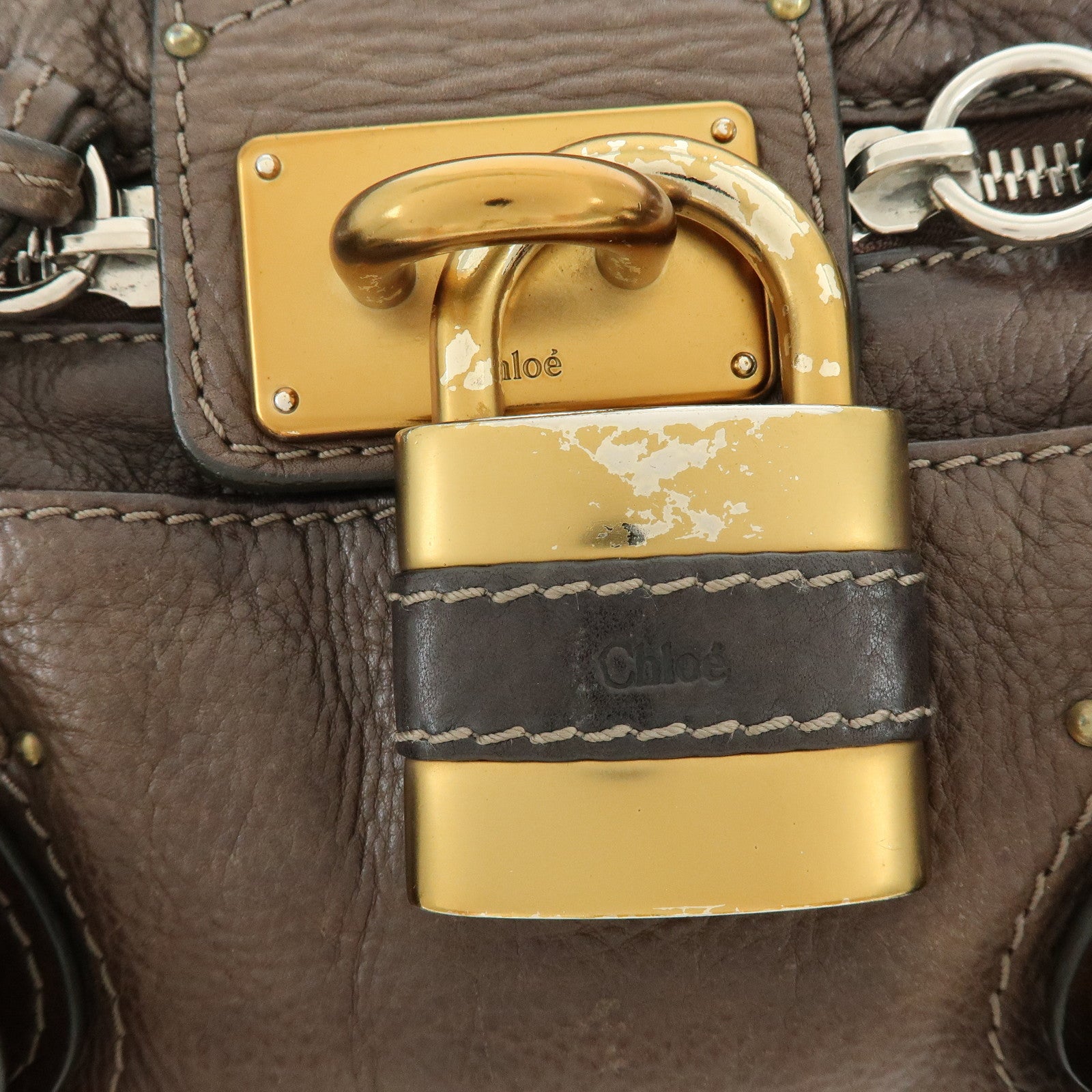 Chloe Paddington Leather Hand Bag Shoulder Bag Dark Brown
