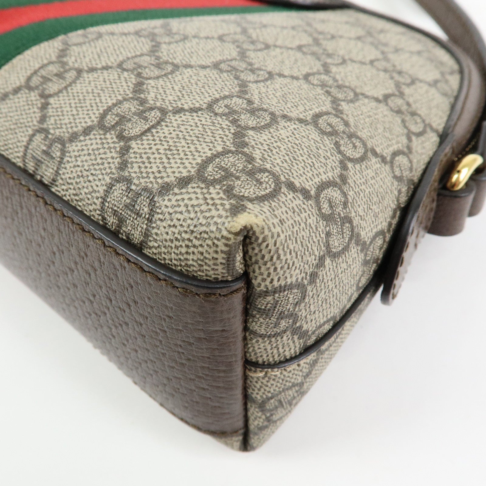 GUCCI Ophidia Sherry GG Supreme Leather Shoulder Bag Beige Brown 499621