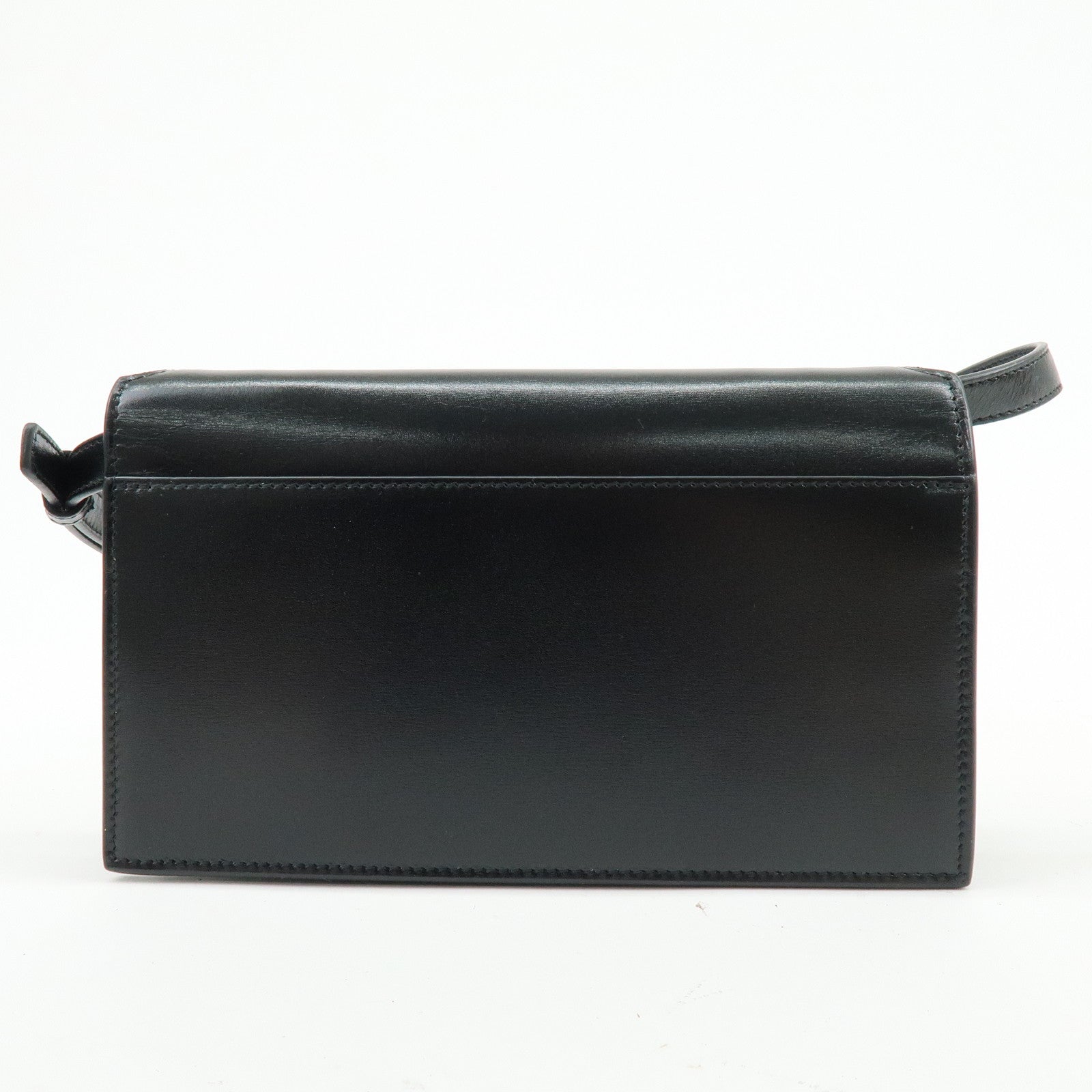 SAINT LAURENT PARIS Calf Leather Flap Shoulder Bag Black 769162