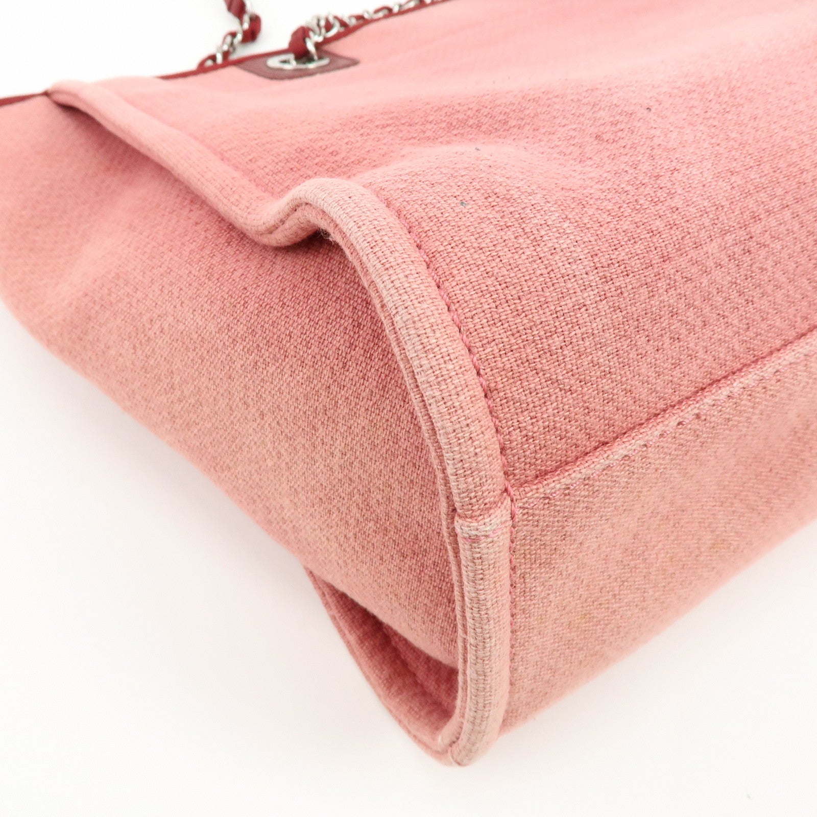 CHANEL Deauville MM Canvas Leather Chain Tote Bag Shoulder Bag A67001