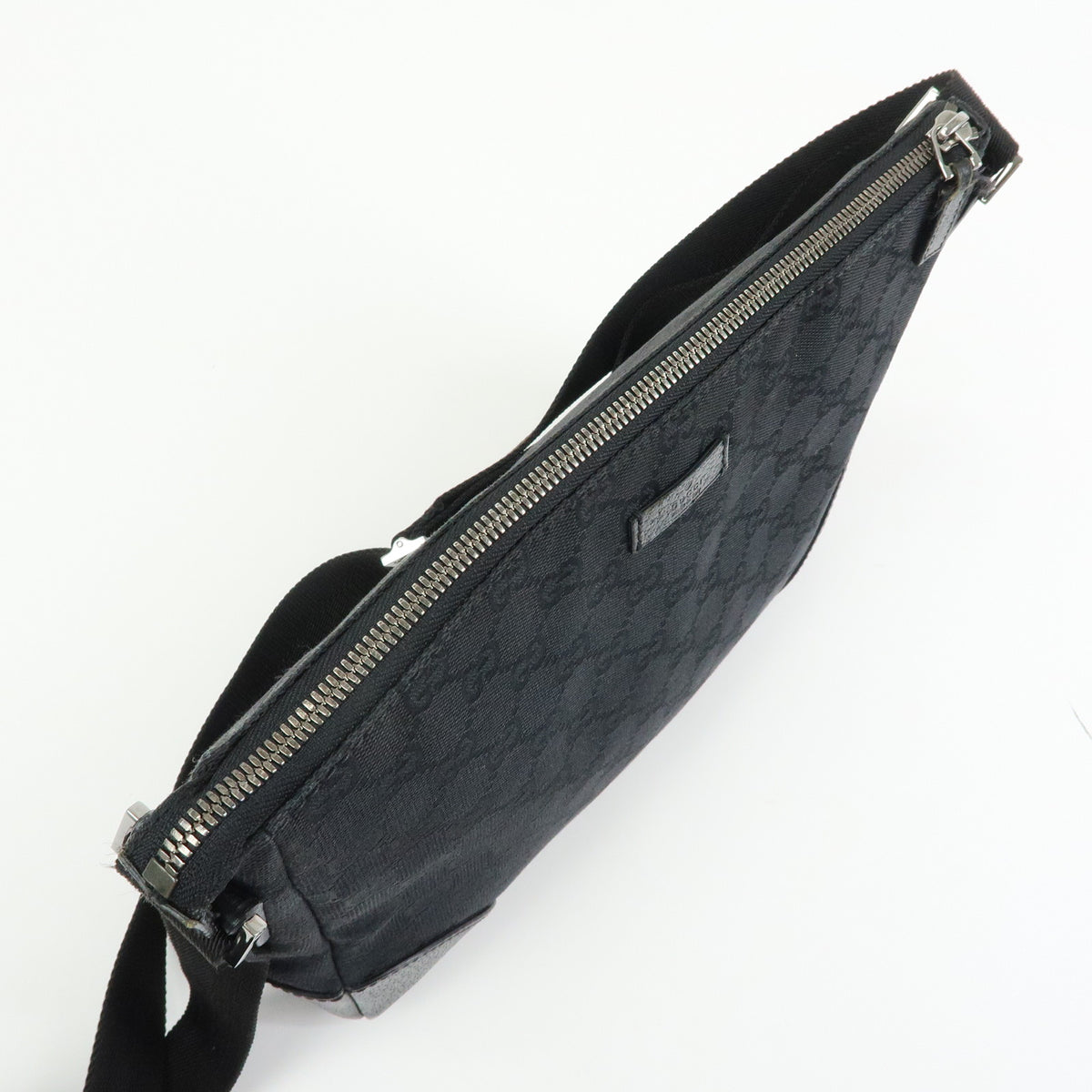 GUCCI GG Canvas Leather Shoulder Bag Crossbody Bag Black 114273