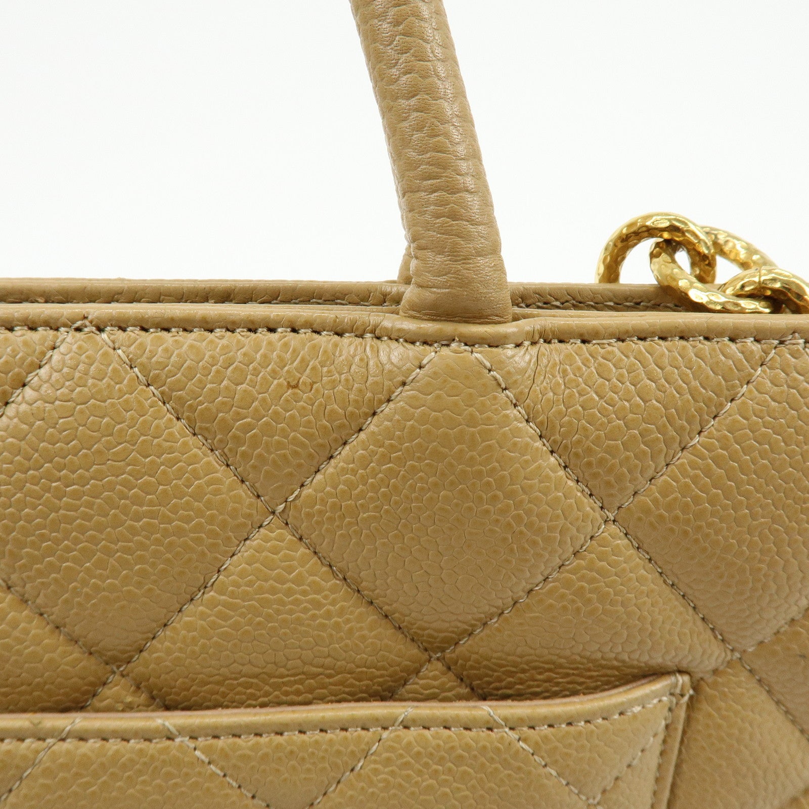 CHANEL Medallion Matelasse COCO Mark Tote Bag Hand Bag Beige A01804