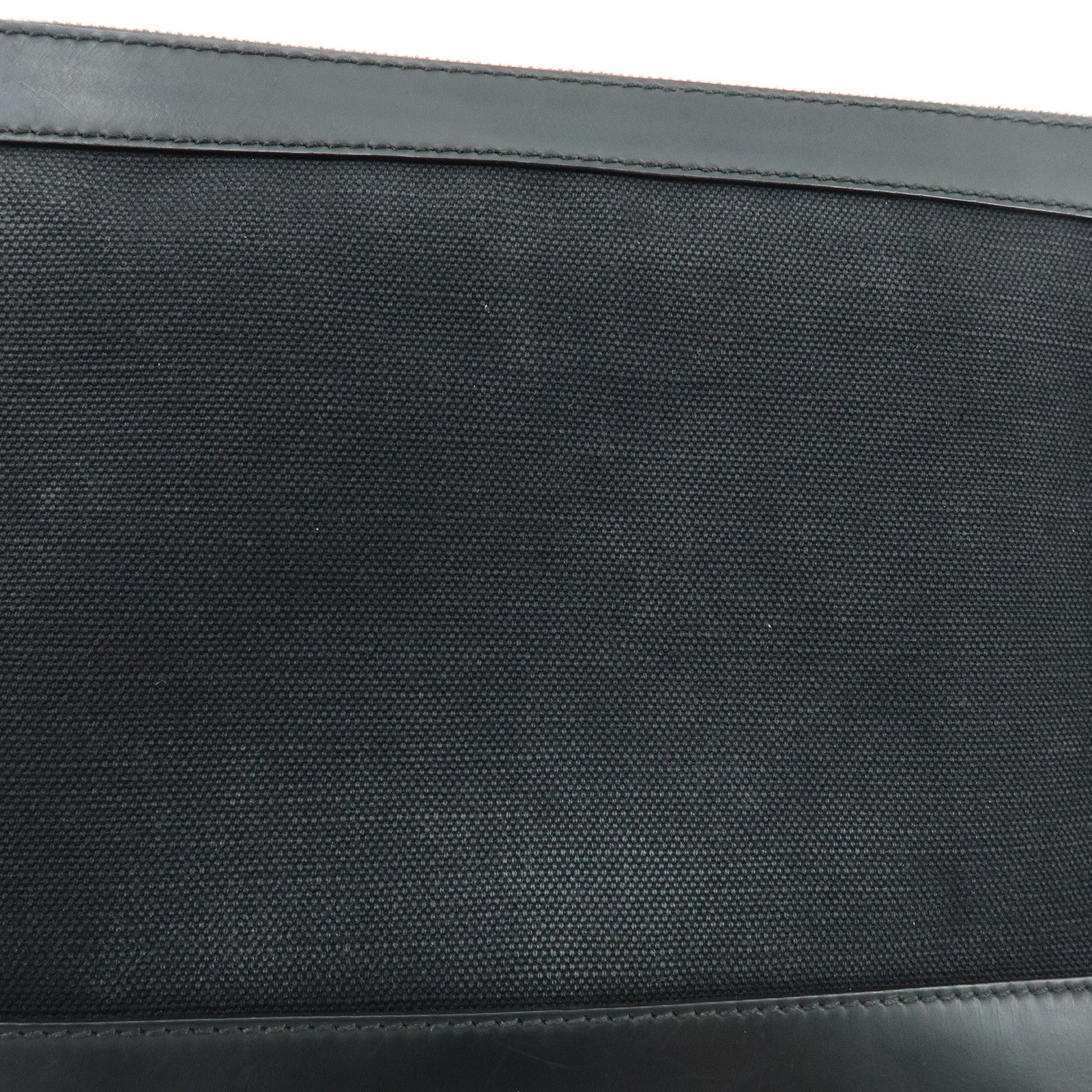 BALENCIAGA Navy Clip M Canvas Leather Clutch Bag Black 373834