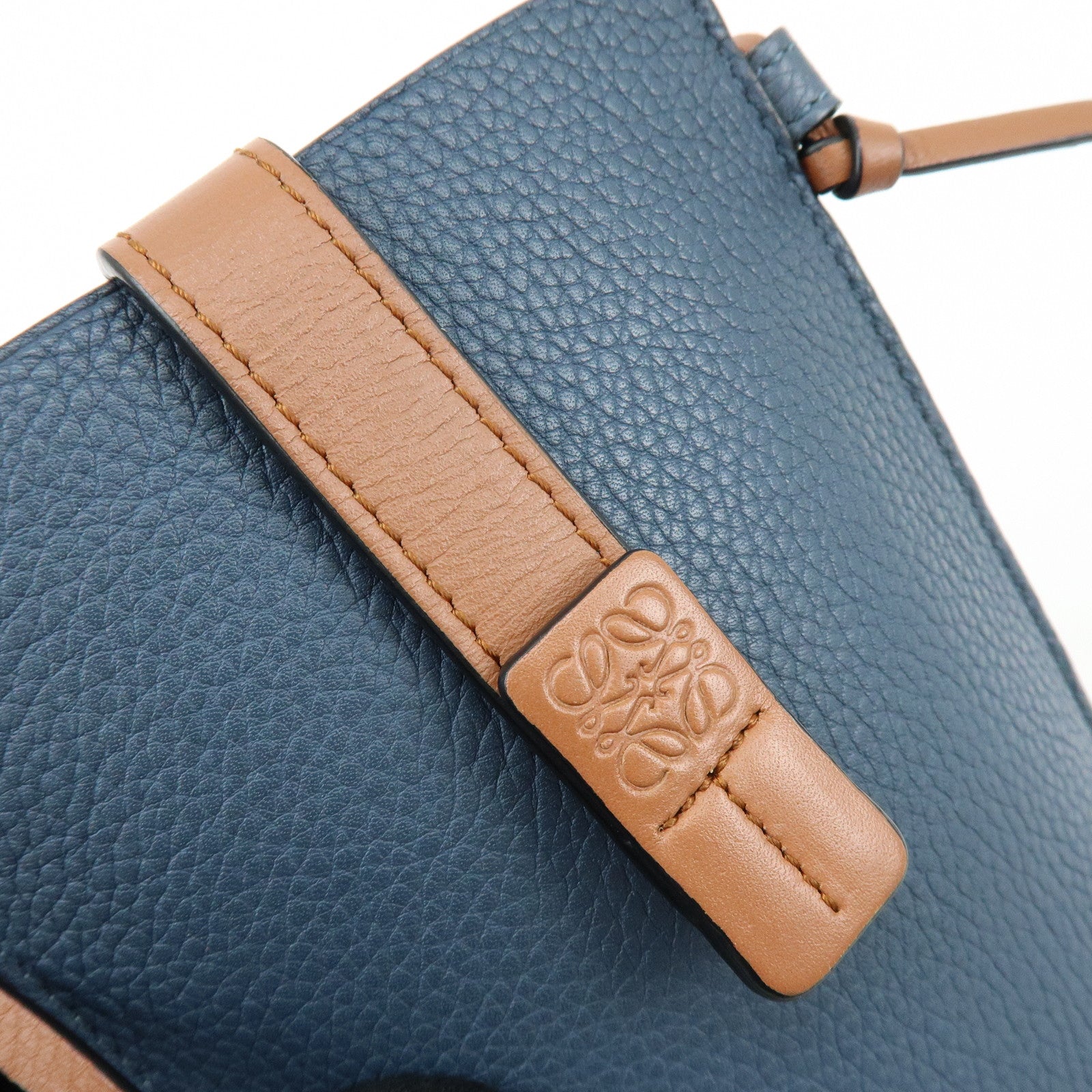 LOEWE Anagram Leather Mini Shoulder Bag Crossbody Bag Blue Brown