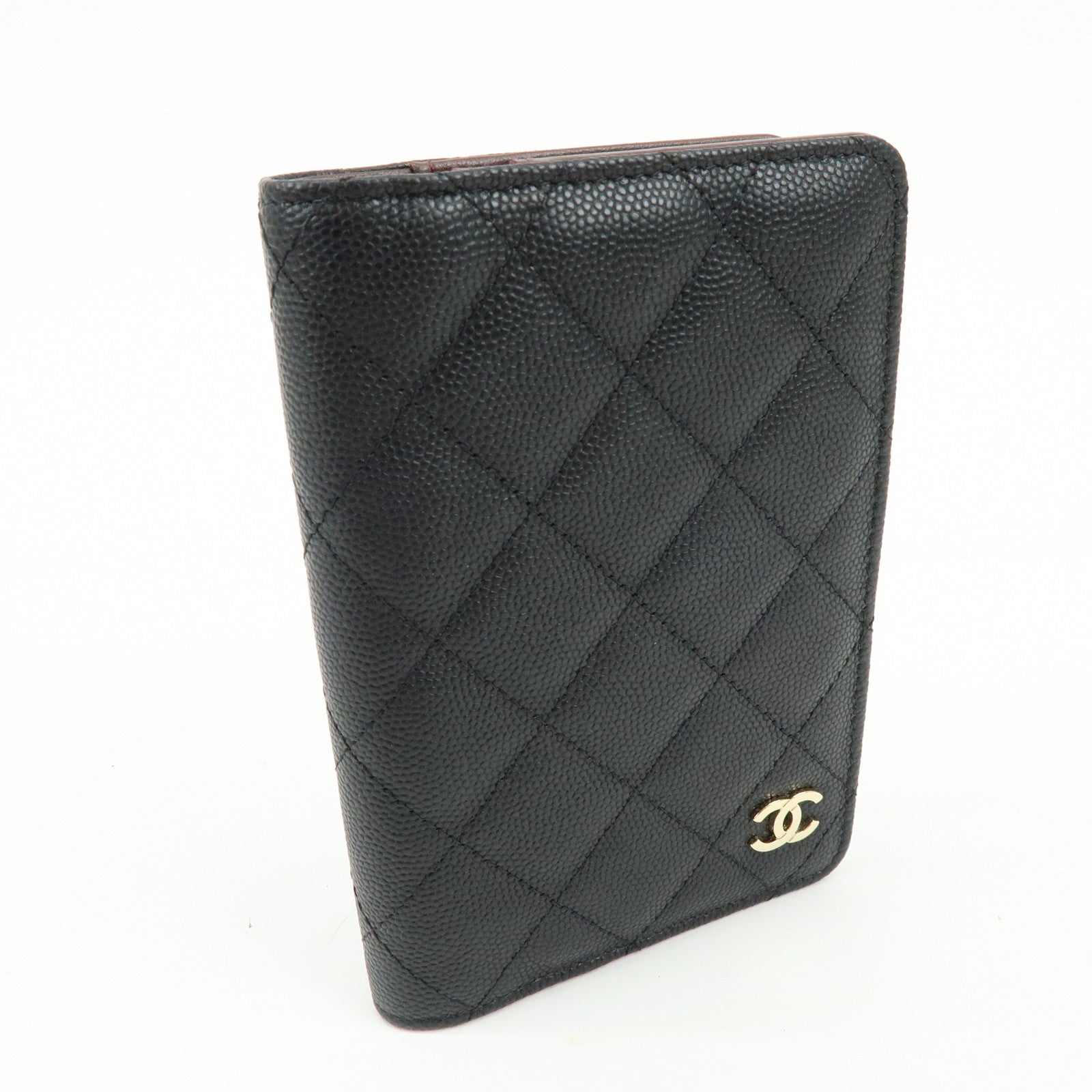 CHANEL COCO Mark Matelasse Caviarskin Agenda Cover Black