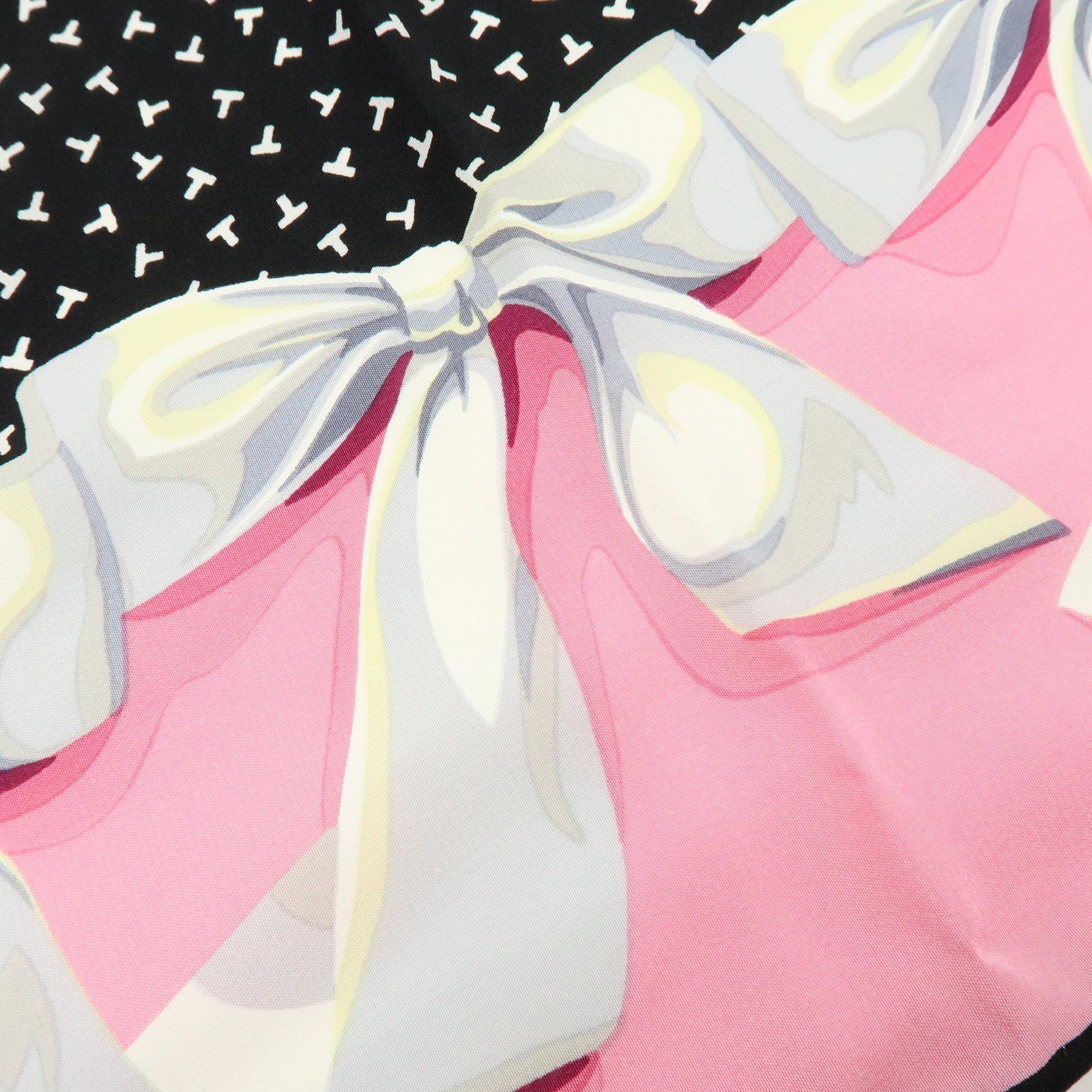 Tiffany & Co Silk 100% Scarf Ribbon Motif Black Pink White