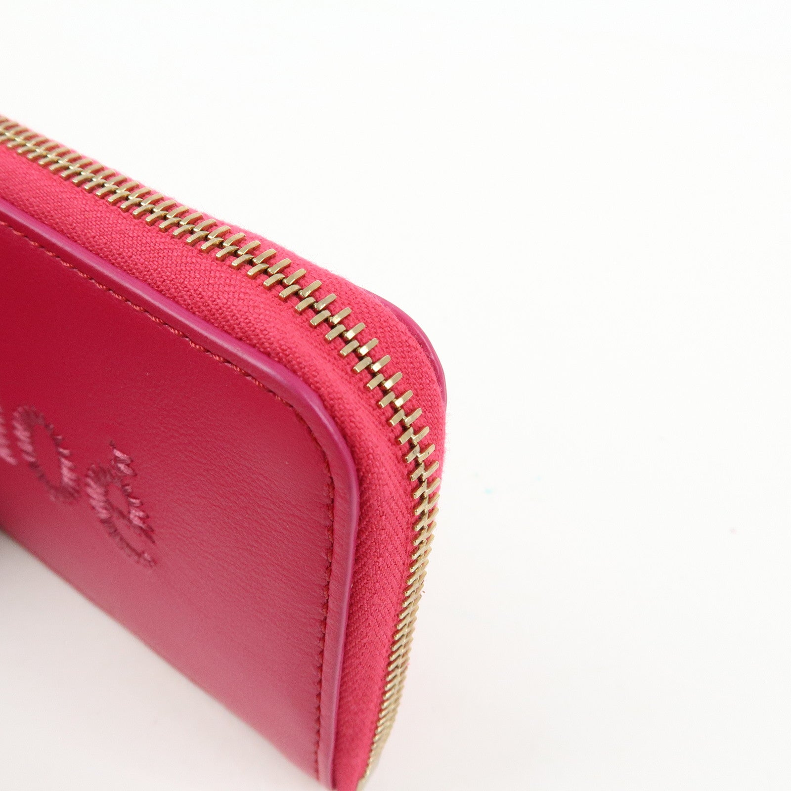 Chloe Logo Leather Card Case Key Case Pink