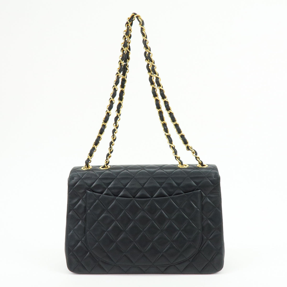 CHANEL Jumbo Matelasse 34 Lamb Skin Chain Shoulder Bag Black A01094