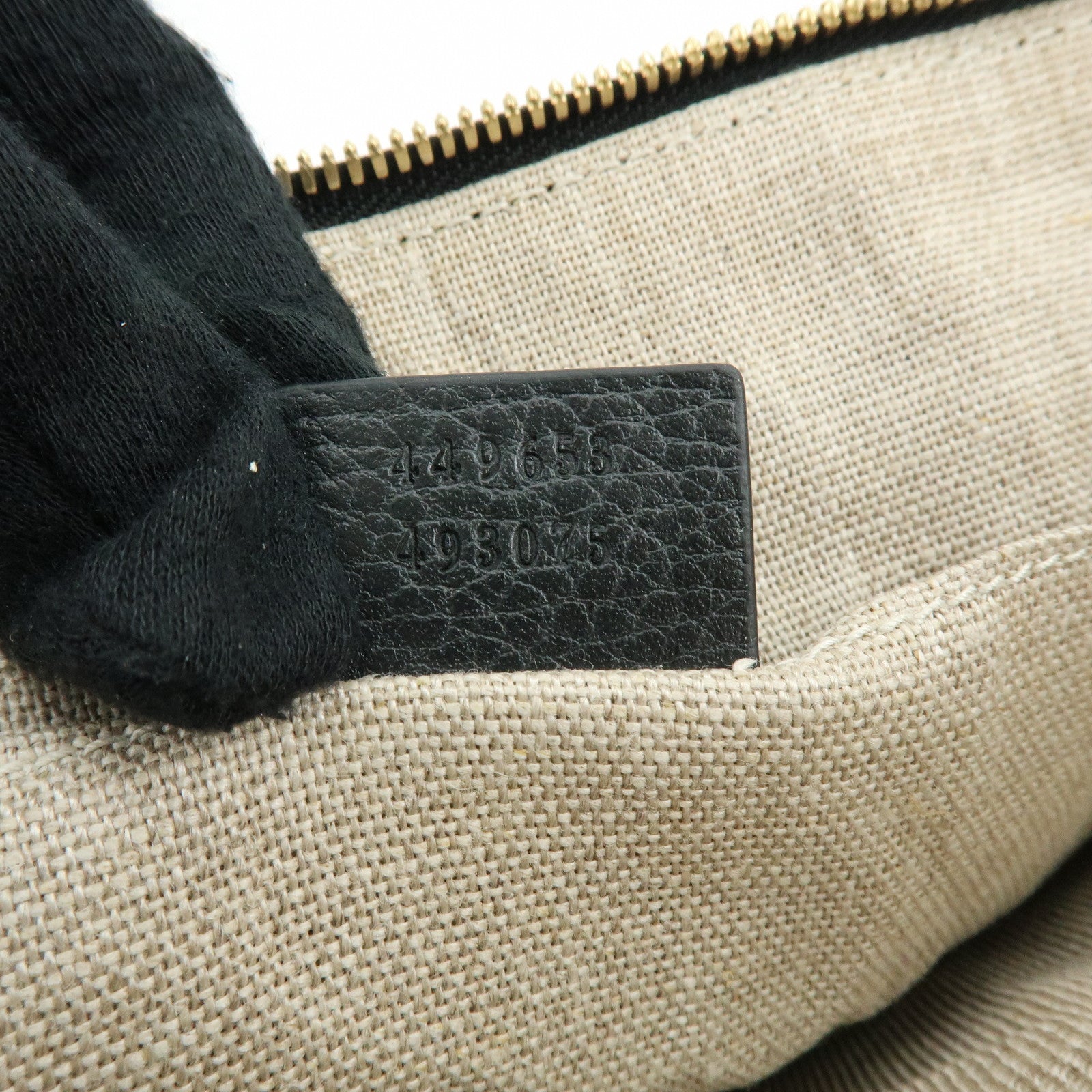 GUCCI Bamboo Leather Clutch Bag Flat Pouch Black 449653