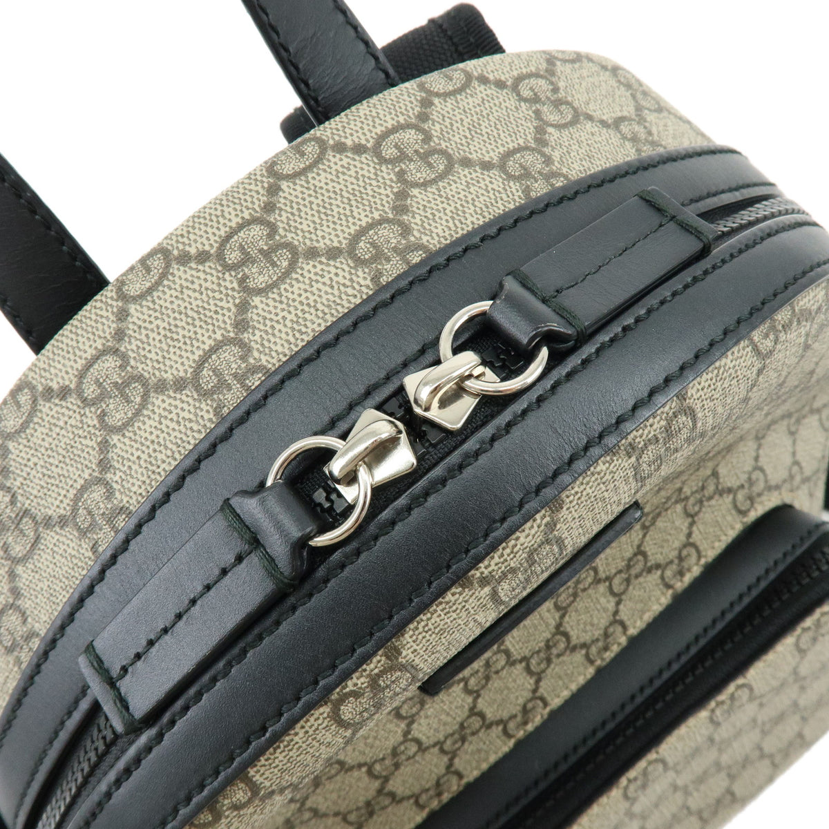GUCCI GG Supreme Canvas Leather Backpack Rucksack Beige Black 429020