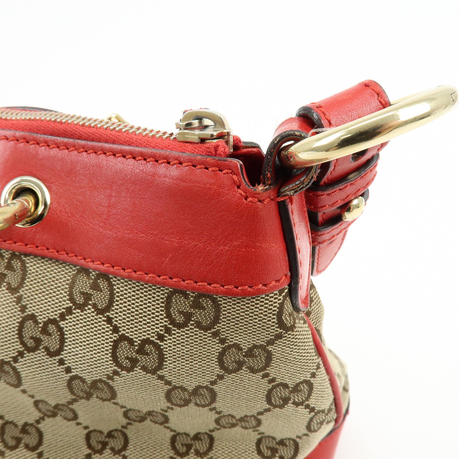GUCCI GG Canvas Leather Shoulder Bag Valentine Limited 309122