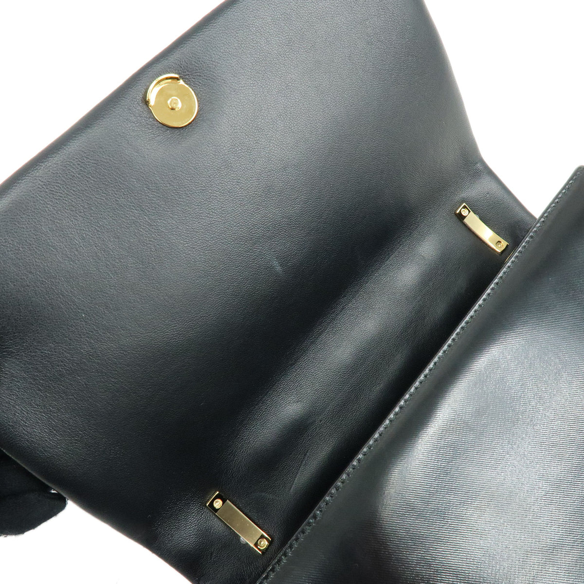BURBERRY Lola Horseferry Leather Shoulder Bag Hand Bag Black