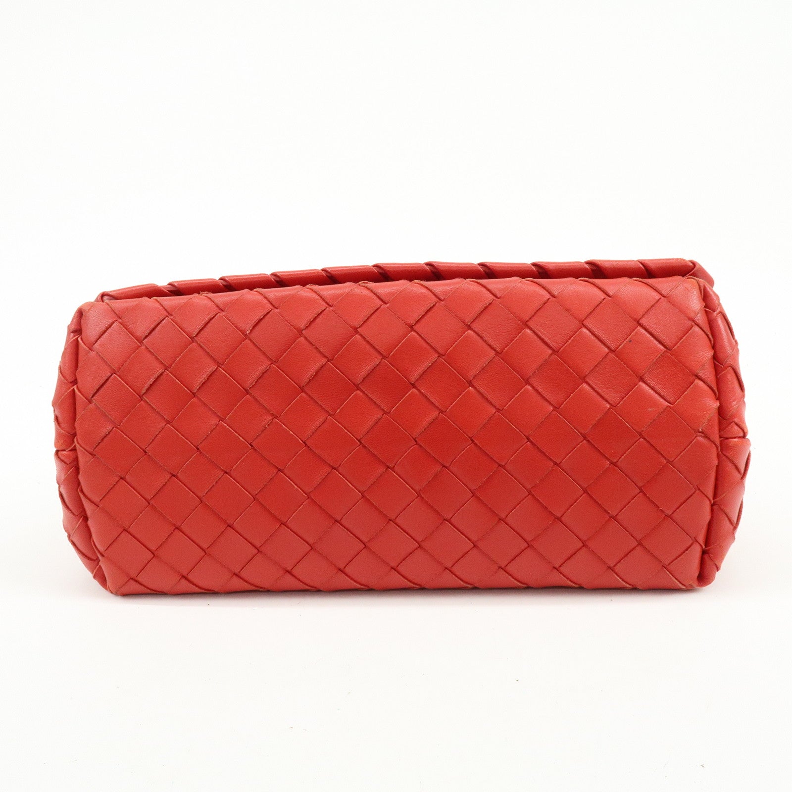 BOTTEGA VENETA Intrecciato Leather Shoulder Bag Crossbody Bag Red