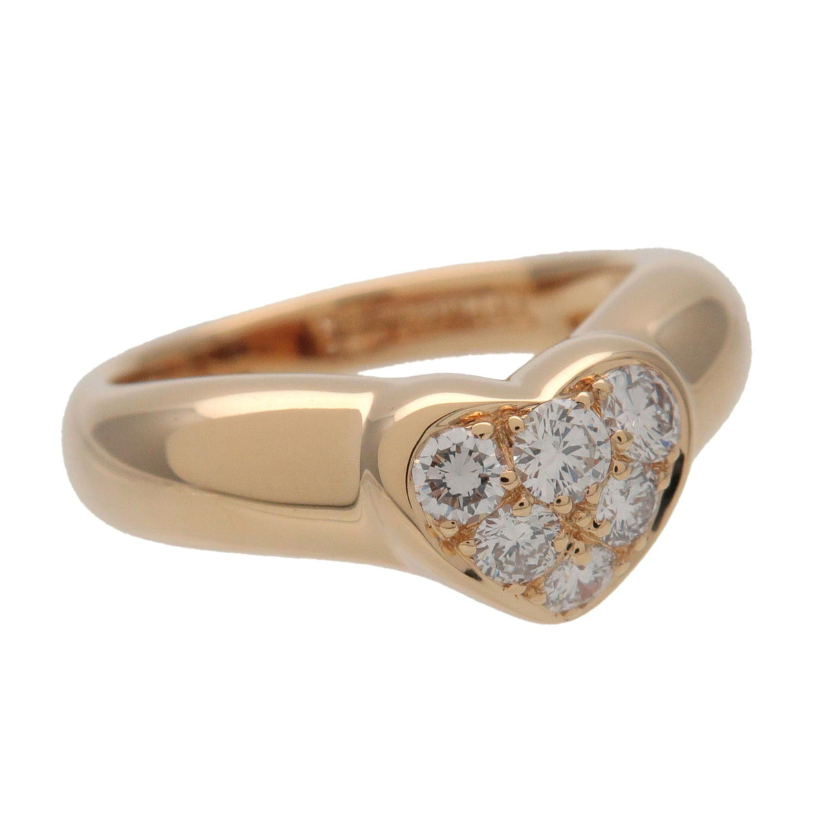 Tiffany & Co Friendship Pave Heart 6P Diamond Ring K18 750YG US4 EU47