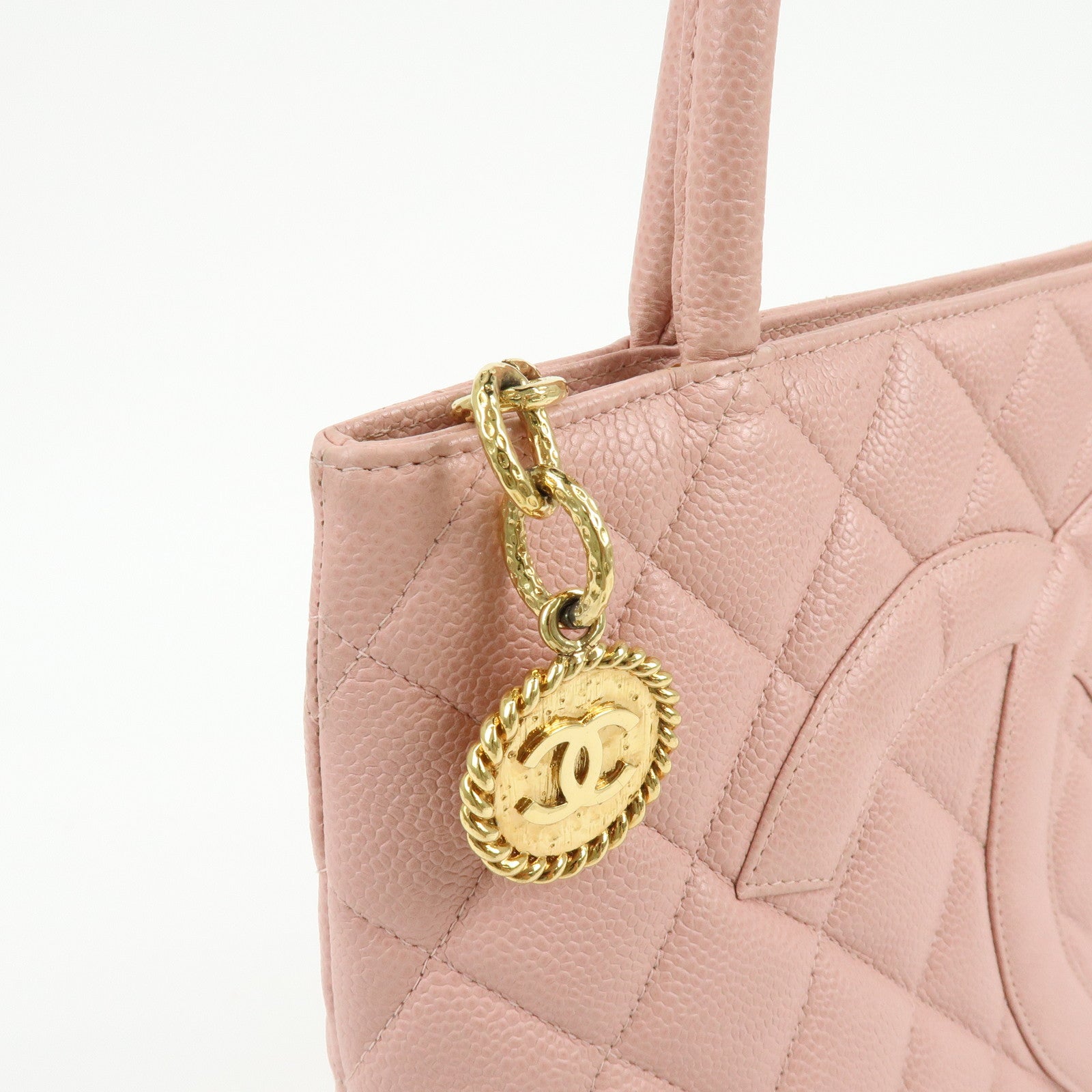 CHANEL Medallion Matelasse COCO Mark Caviar Skin Tote Bag A01804