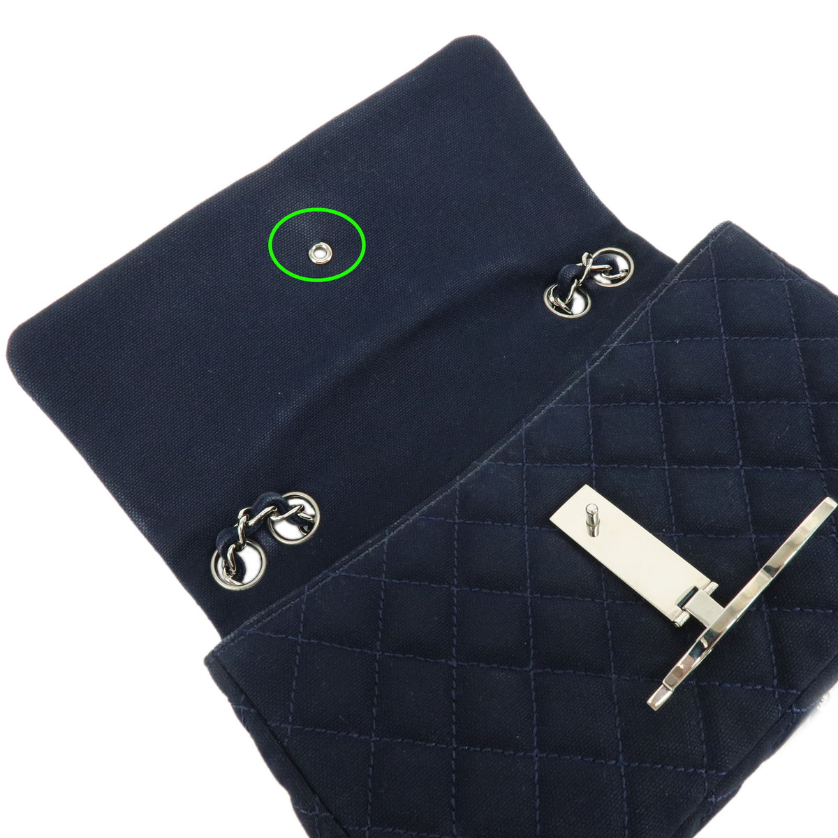 CHANEL COCO Mark Matelasse CRUISE Canvas Chain Shoulder Bag Denim Blue