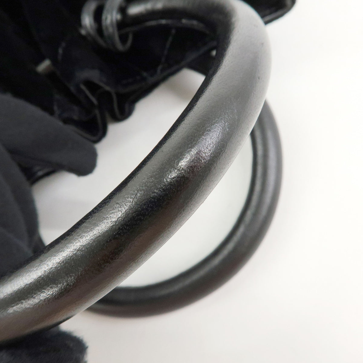 CHANEL Matelasse Velour Leather Ring Handle Hand Bag Black
