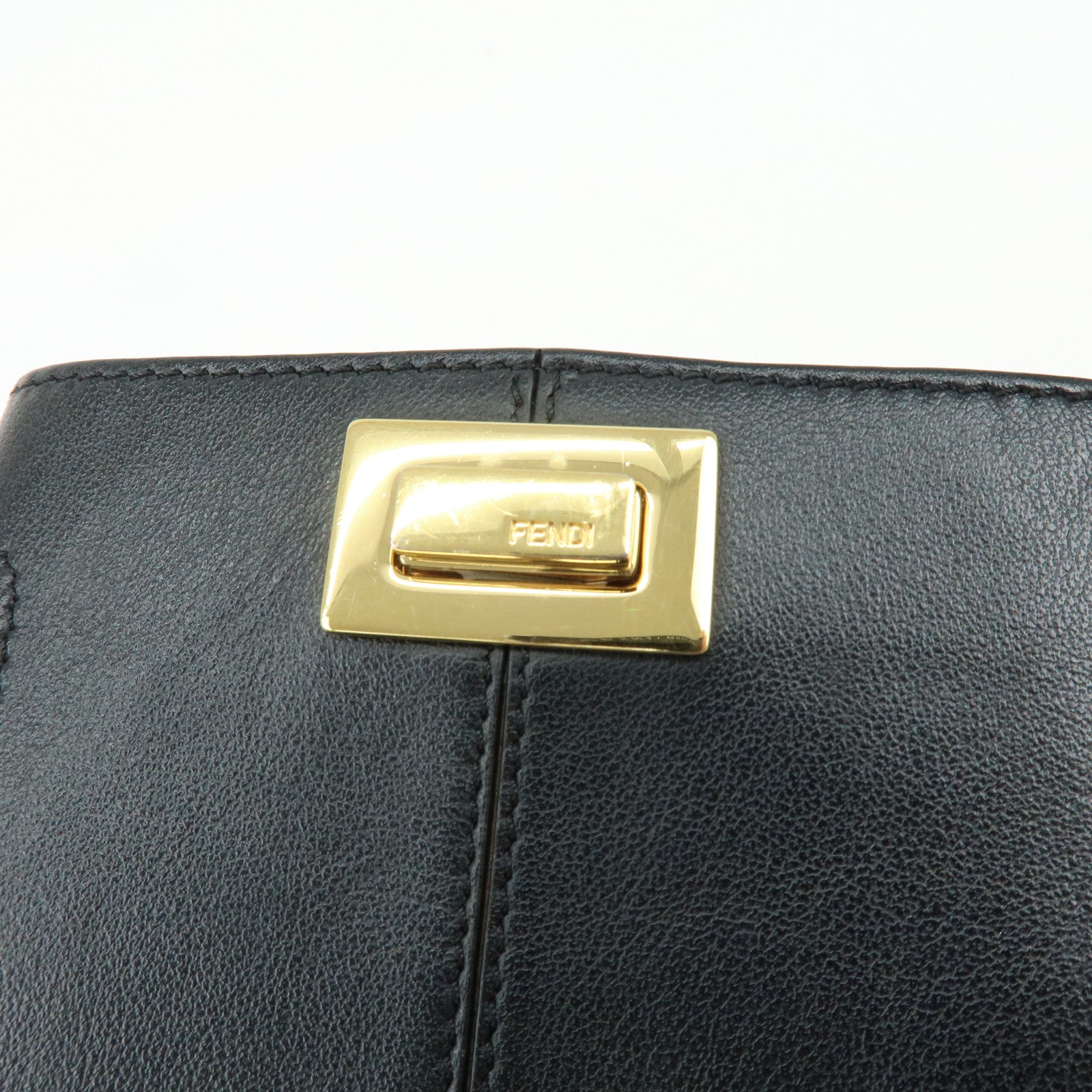 FENDI Peekaboo Leather Shoulder Bag Phone Case Black 8M0442 A5DY