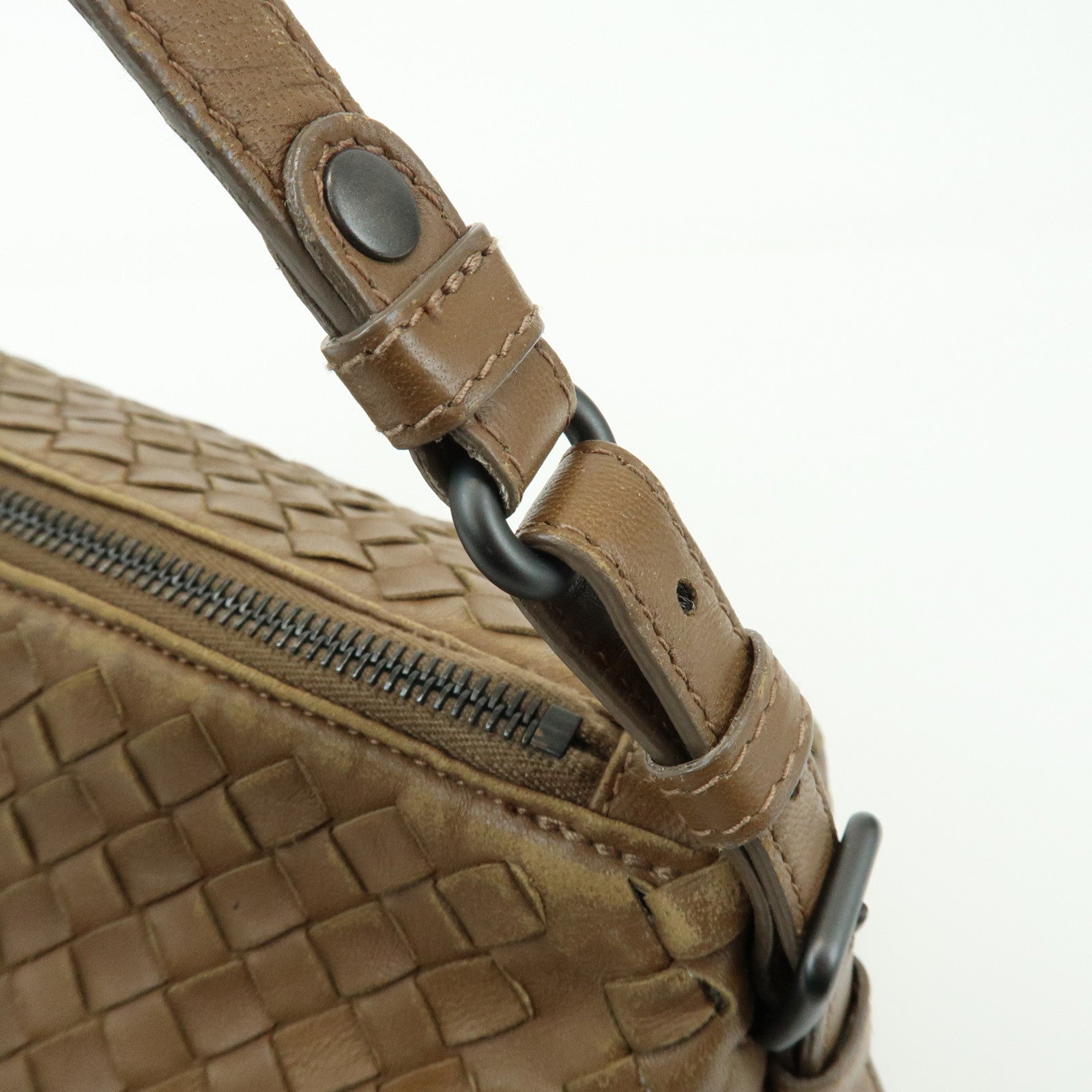 BOTTEGA VENETA Intrecciato Leather Hand Bag Shoulder Bag Mocha Brown