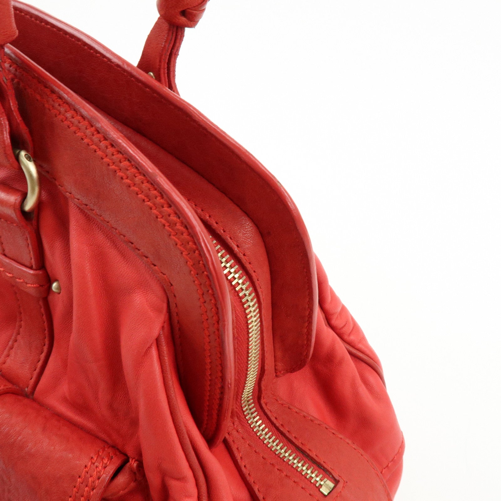 Christian Dior My Dior Logo Leather Hand Bag Satchel Bag Red