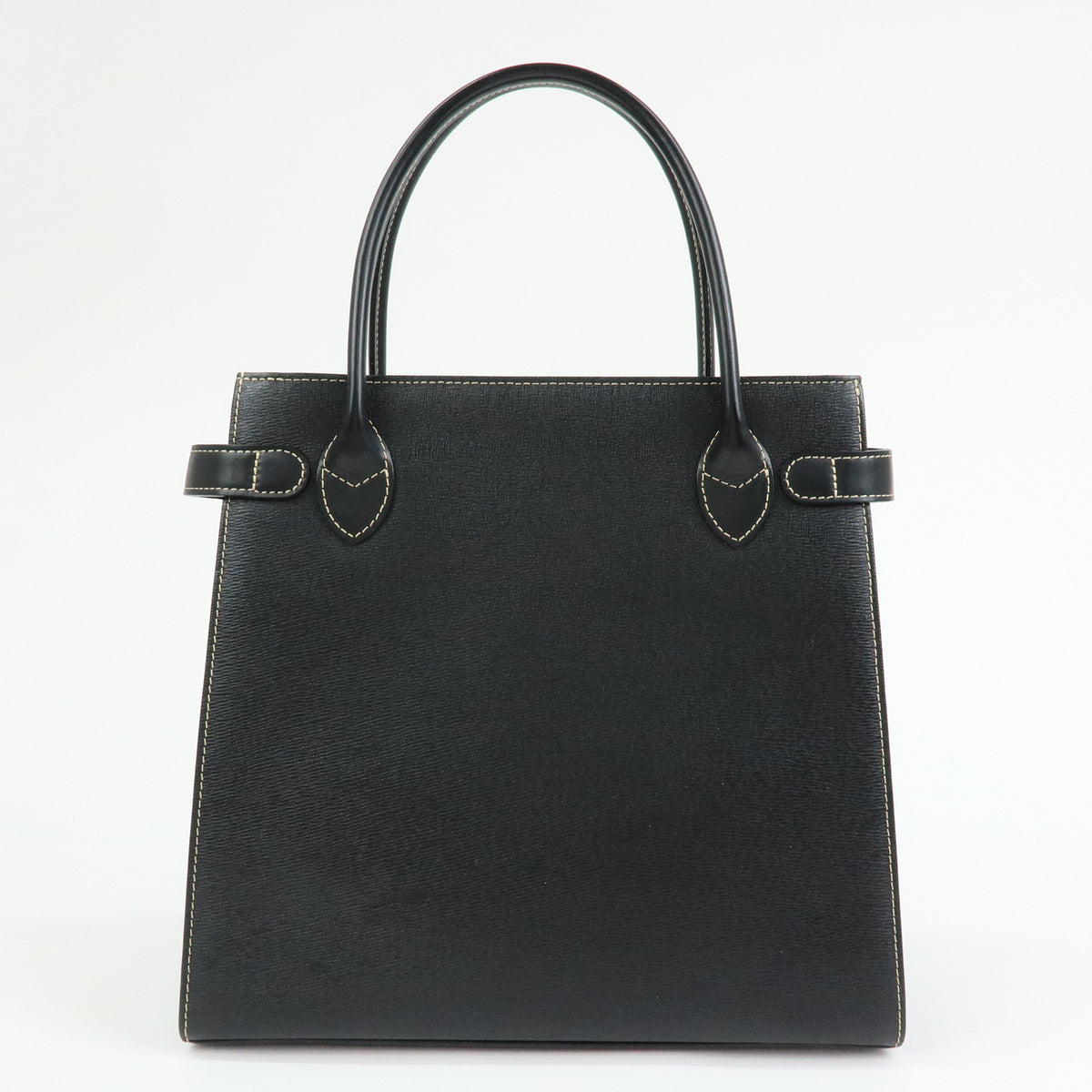 BURBERRY Nova Plaid Leather Hand Bag Tote Bag Side Belt Black