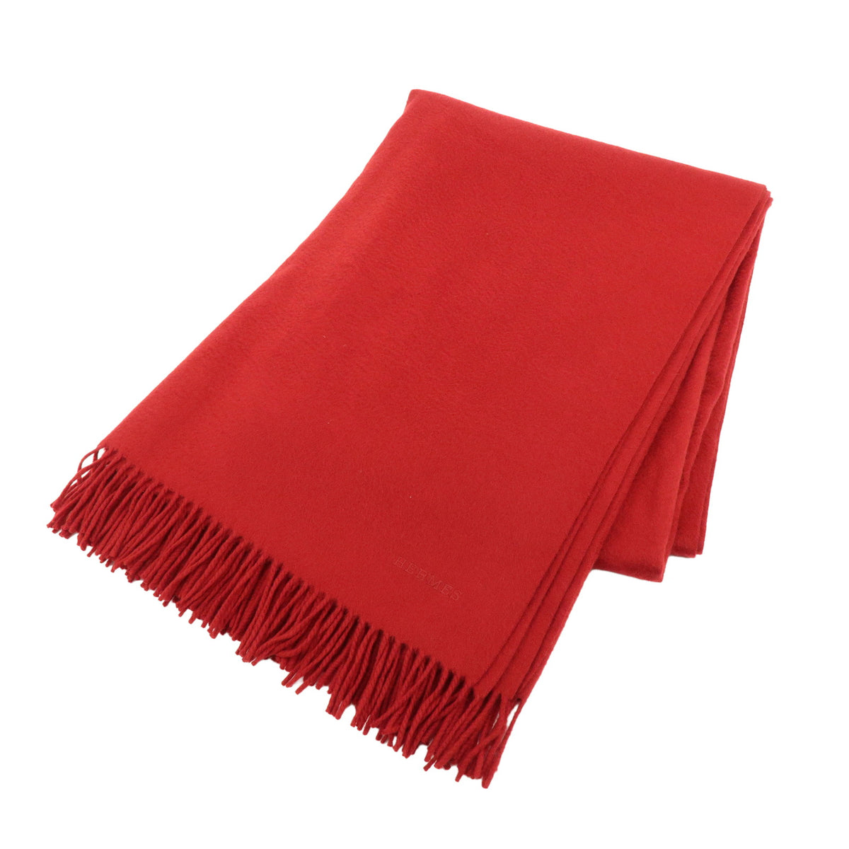 HERMES Cashmere 100% Oversized Scarf Stole Blanket Red