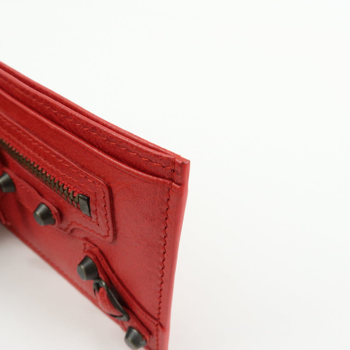 BALENCIAGA City Leather Card Case Red Black 253051