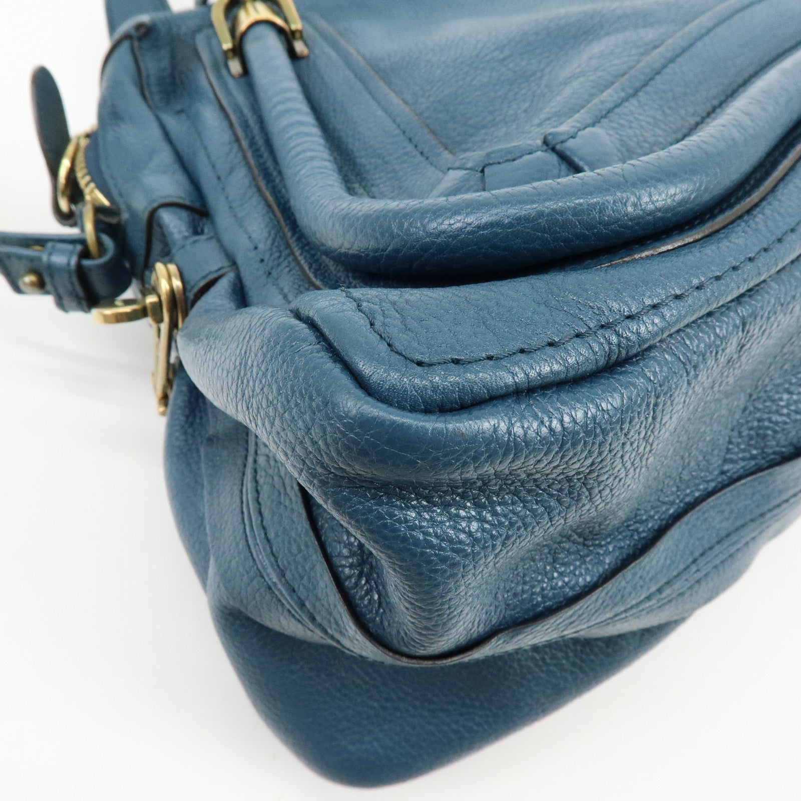 Chloe Paraty Leather 2Way Bag Hand Bag Shoulder Bag Blue