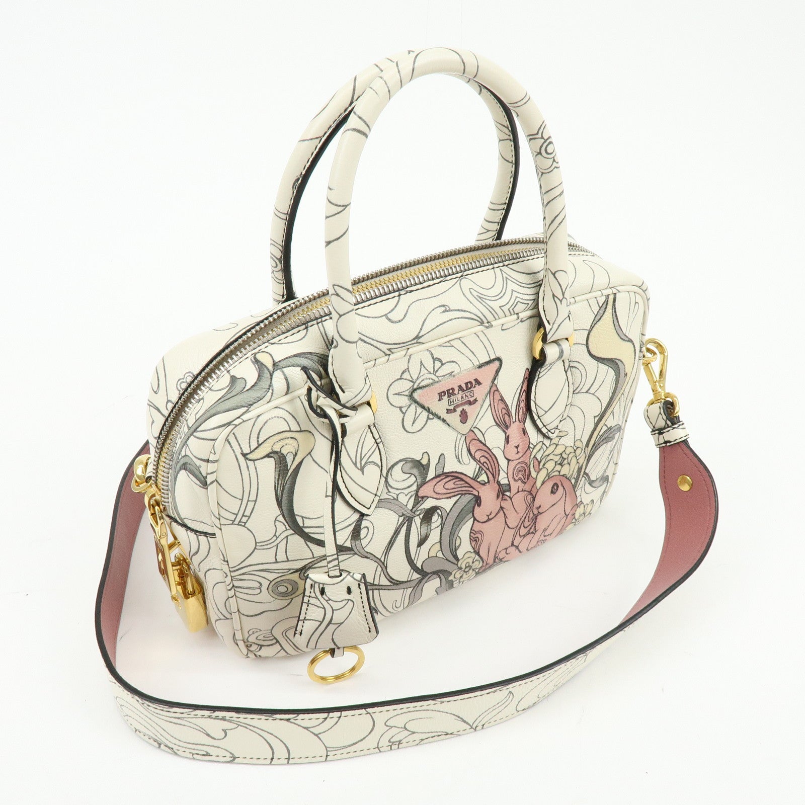 PRADA x James Jean Triangle Logo Calf Skin 2Way Shoulder Bag 1BB113
