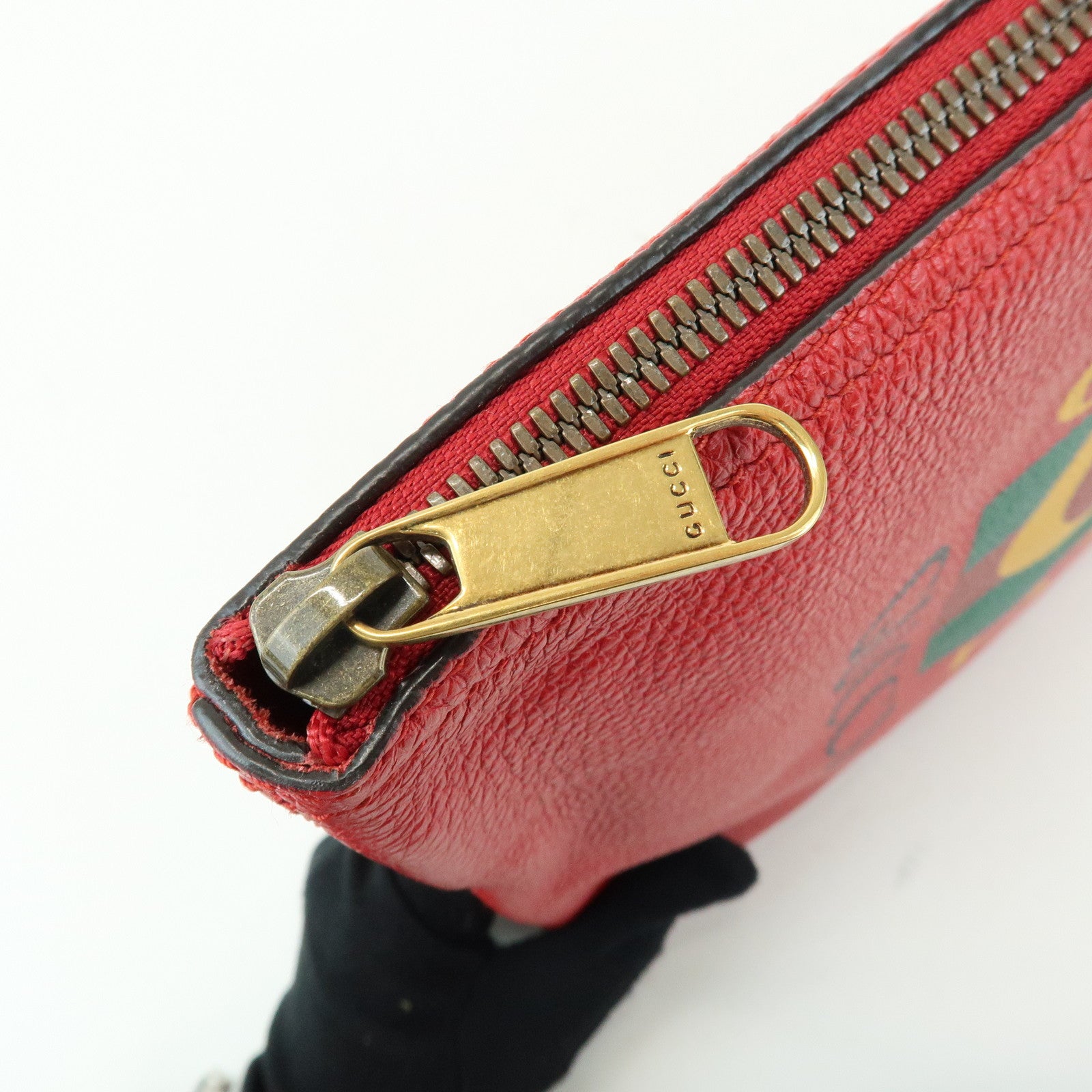 GUCCI Vintage Logo Portfolio Leather Clutch Bag Pouch Red
