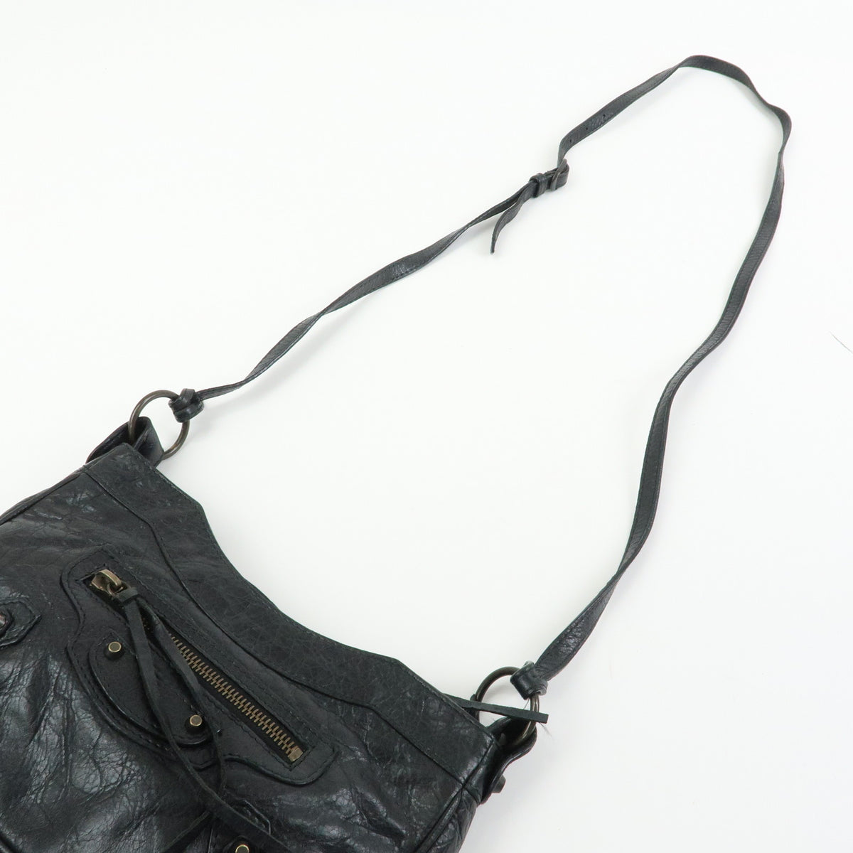 BALENCIAGA Classic The Hip Leather Shoulder Crossbody Bag Black242803