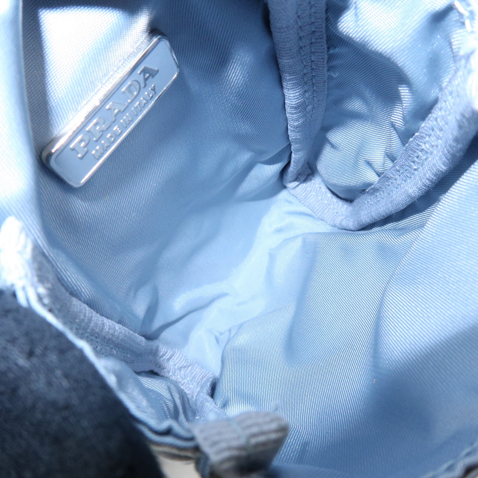 PRADA Triangle Logo Nylon Leather Waist Bag Body Bag Light Blue