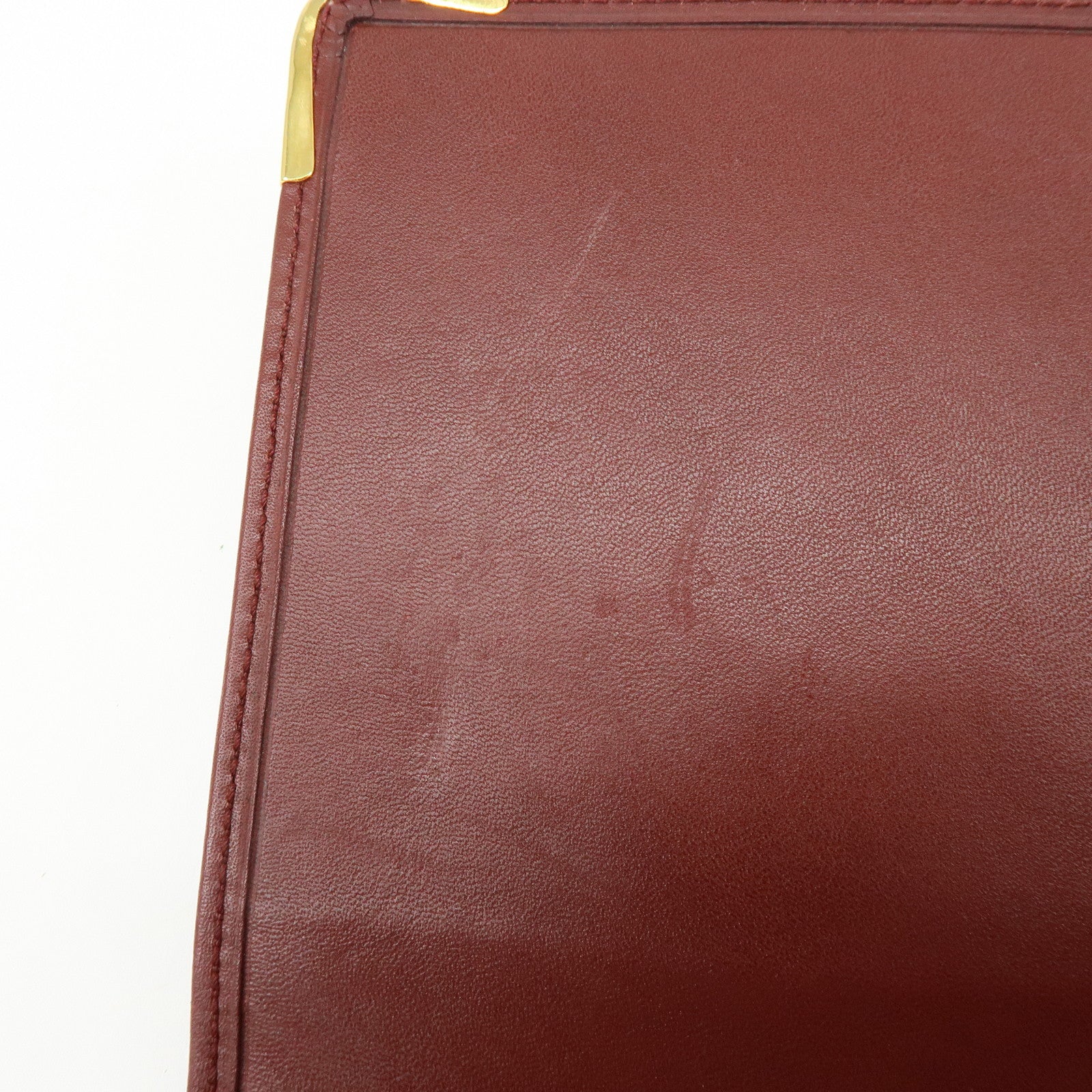 Cartier Must de Cartier Leather Clutch Bag Flat Pouch Bordeaux