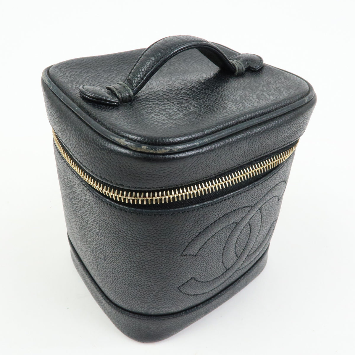 CHANEL COCO Mark Caviarskin Vanity Bag Cosmetic Bag Black A01998