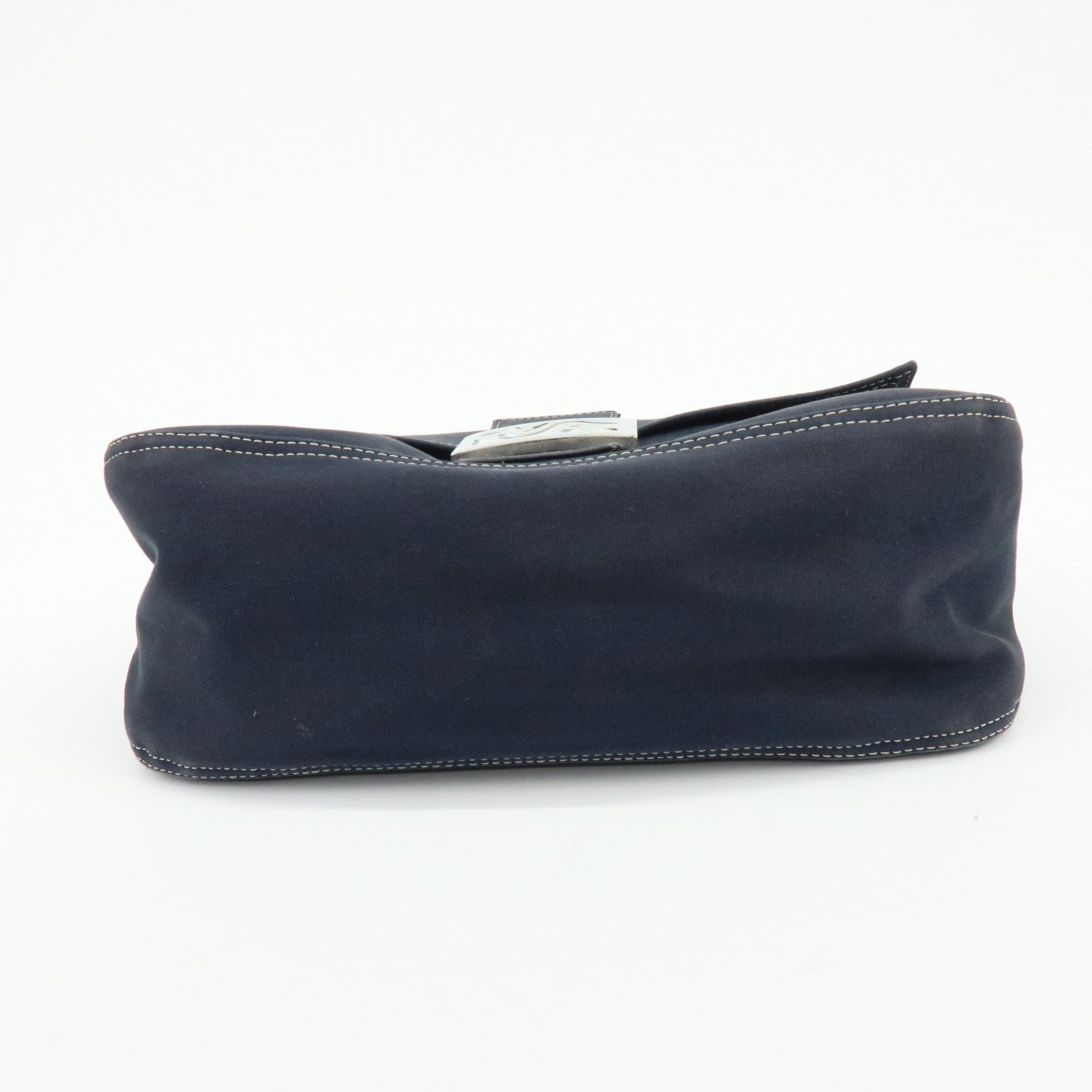 FENDI Mamma Baguette Canvas Shoulder Bag Marble Motif Navy 8BR001