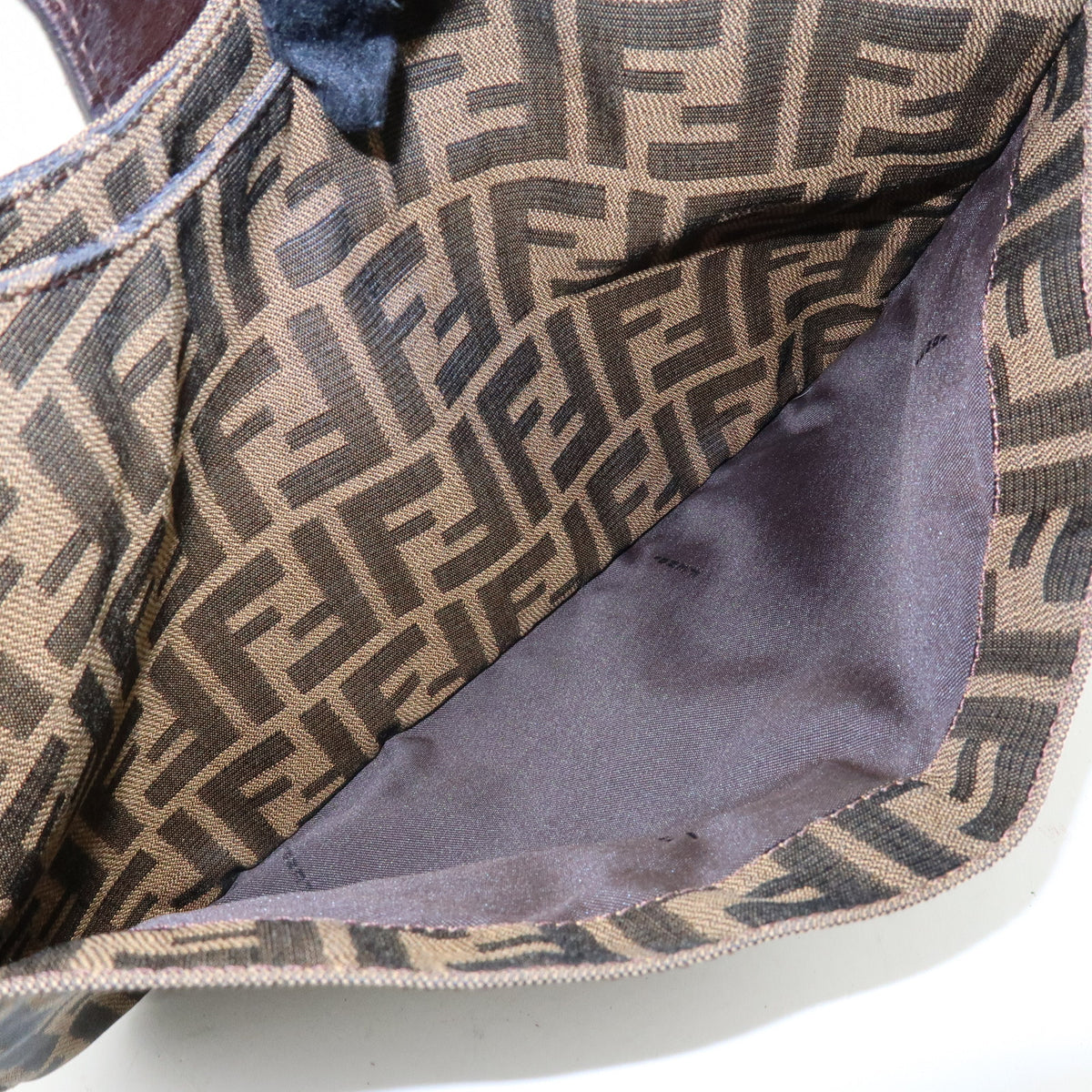 FENDI Zucca Canvas Leather Hand Bag Shoulder Bag Brown 26569