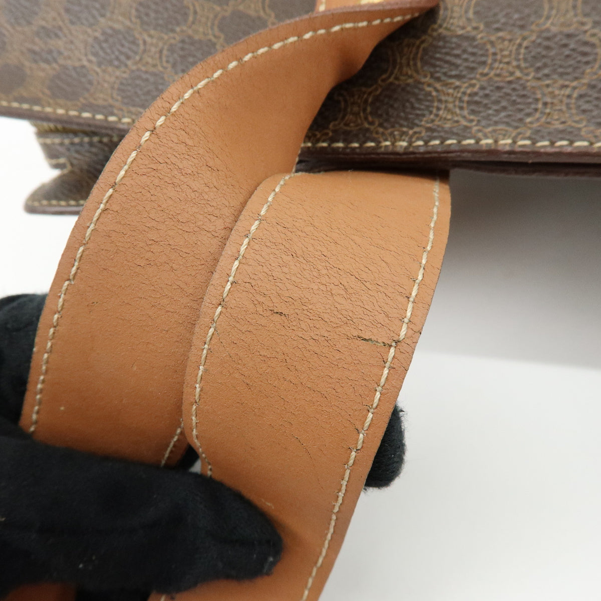 CELINE Macadam PVC Leather Shoulder Bag Hand Bag Brown