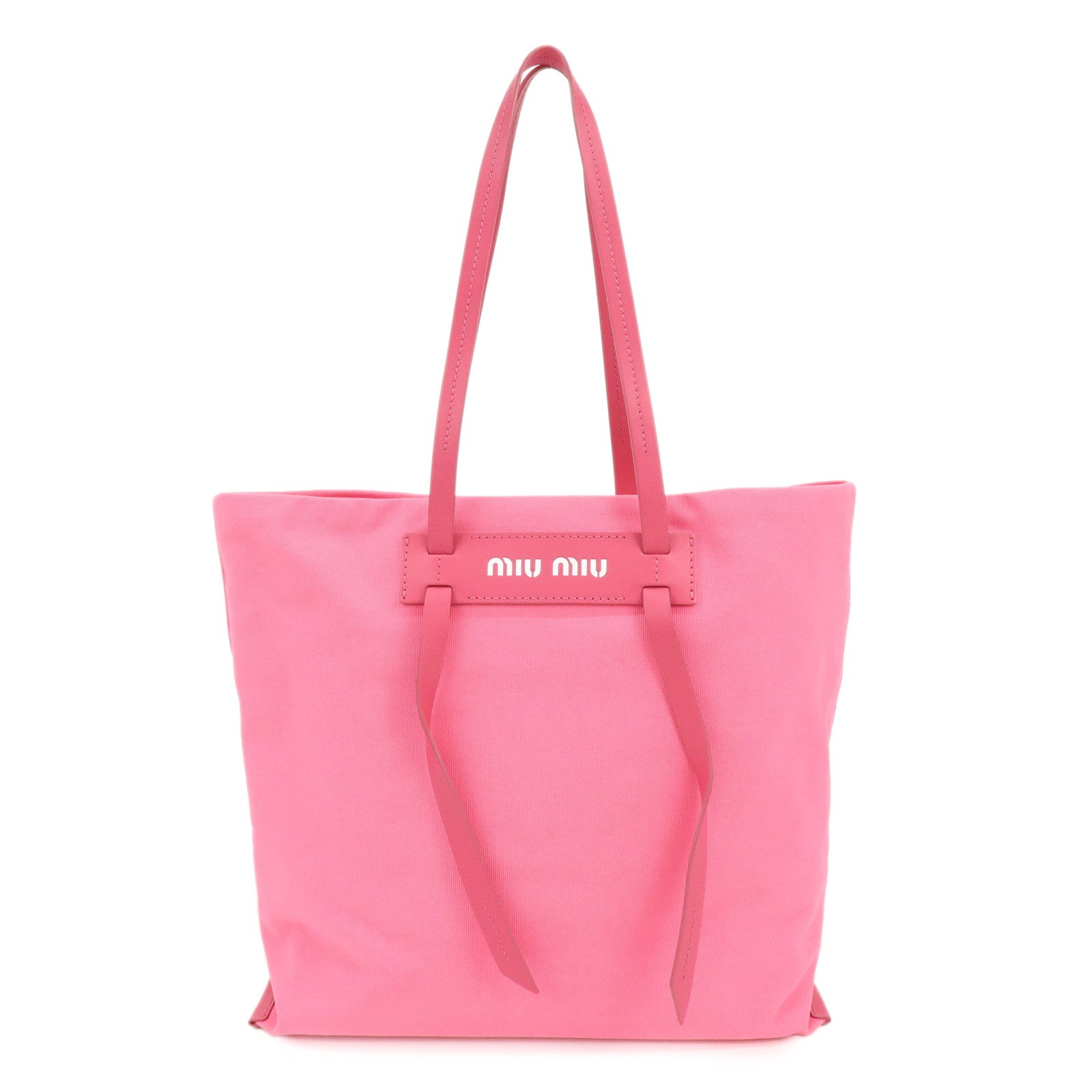 MIU MIU Canvas Leather Tote Bag Shoulder Bag Pink 5BG116