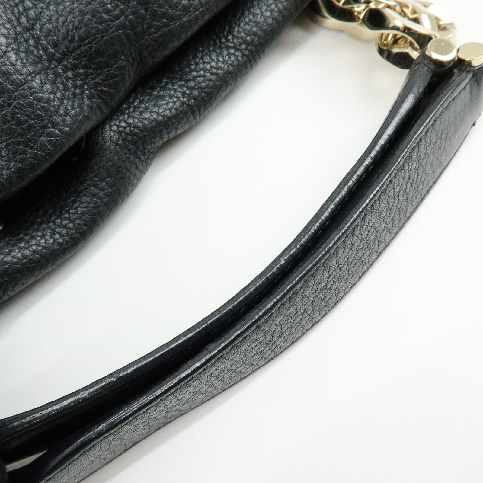 BVLGARI Monete Leather Chain 2Way Bag Shoulder Bag Black Gold
