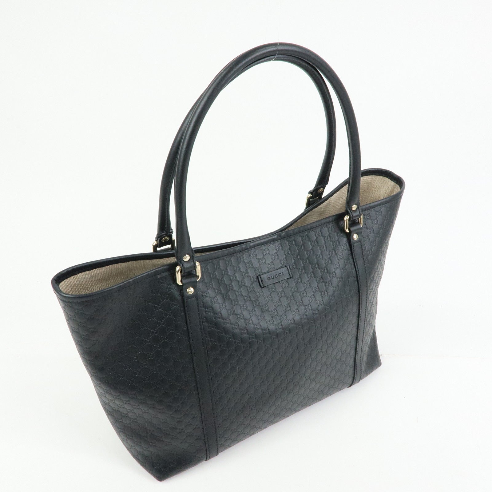 GUCCI Microguccissima Leather Tote Bag Shoulder Bag Black 449647