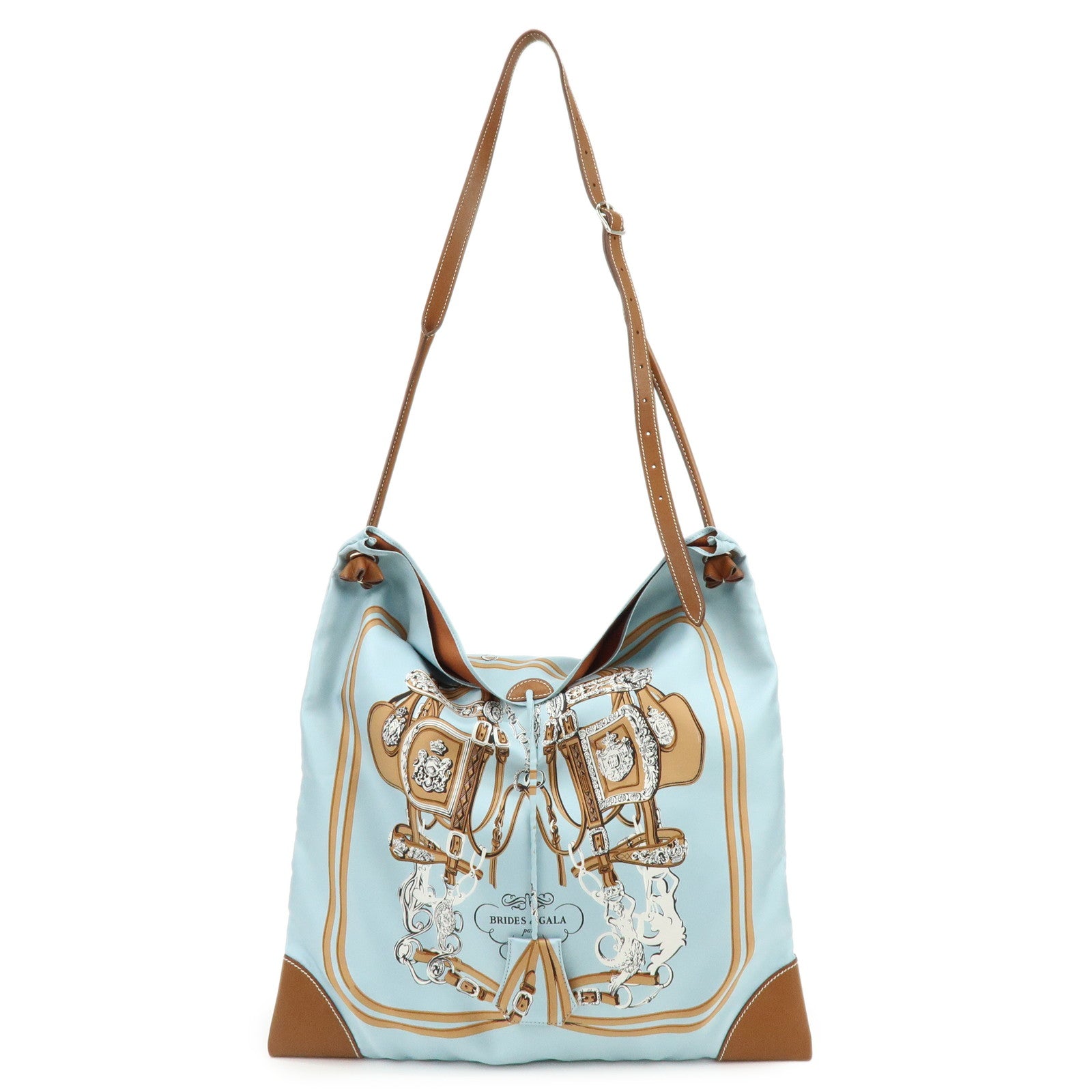 HERMES Silk Leather Silky City MM Shoulder Bag BRIDESdeGALA Blue