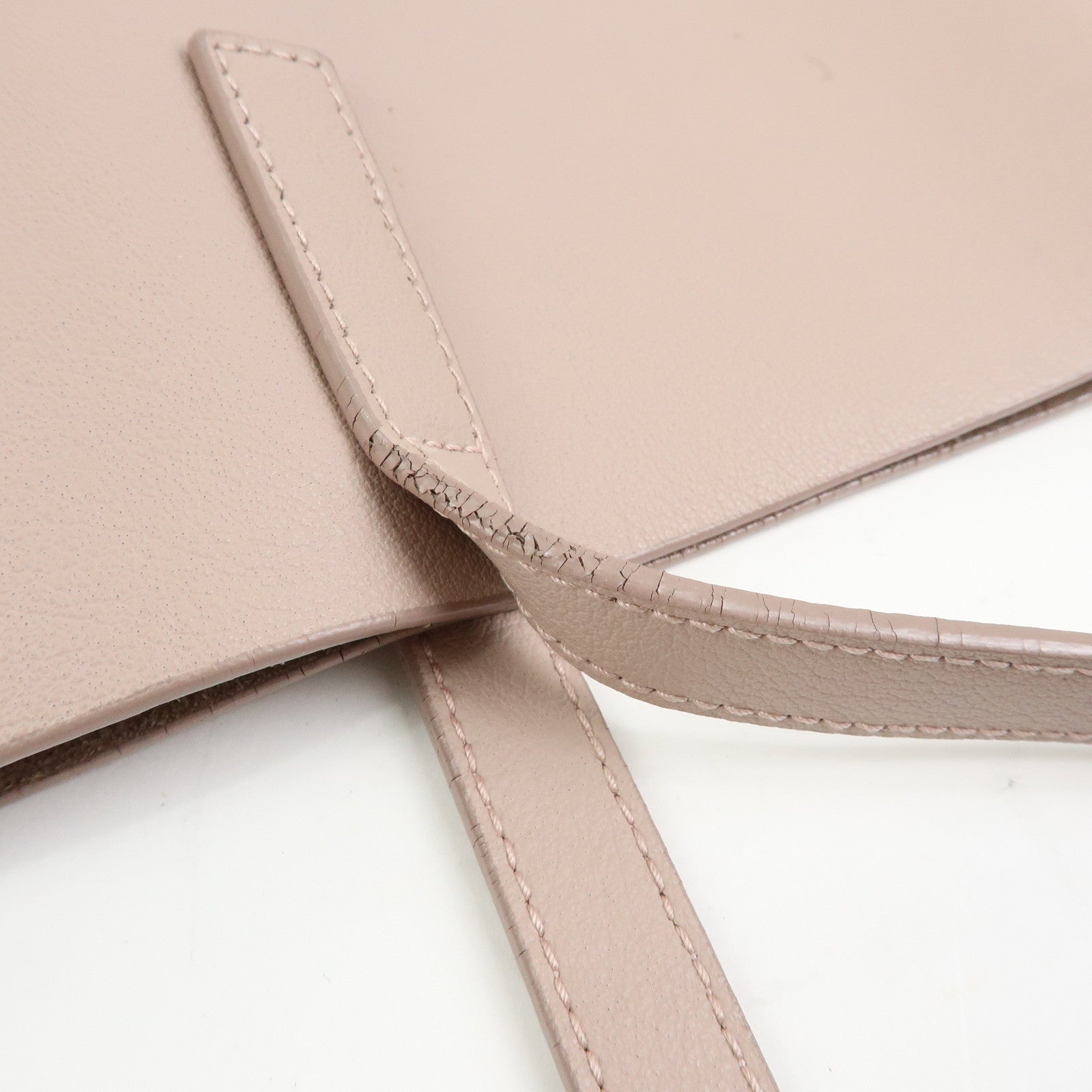 SAINT LAURENT PARIS Casandra Leather Tote Bag Shoulder Bag Pink Beige